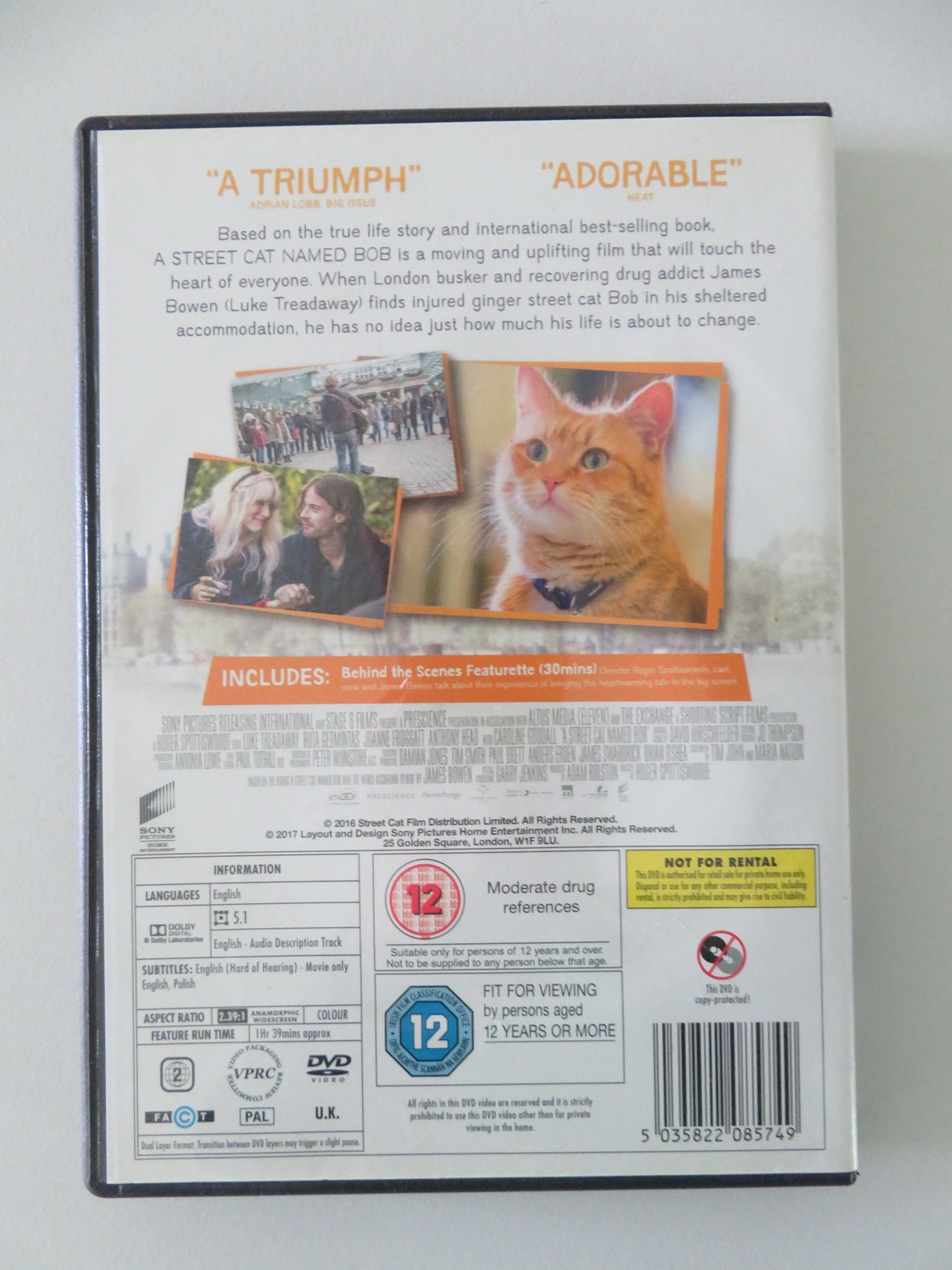 A Street Cat Named Bob (DVD) Luke Treadaway Ruta Gedmintas 2016 Region 2 Movie posters