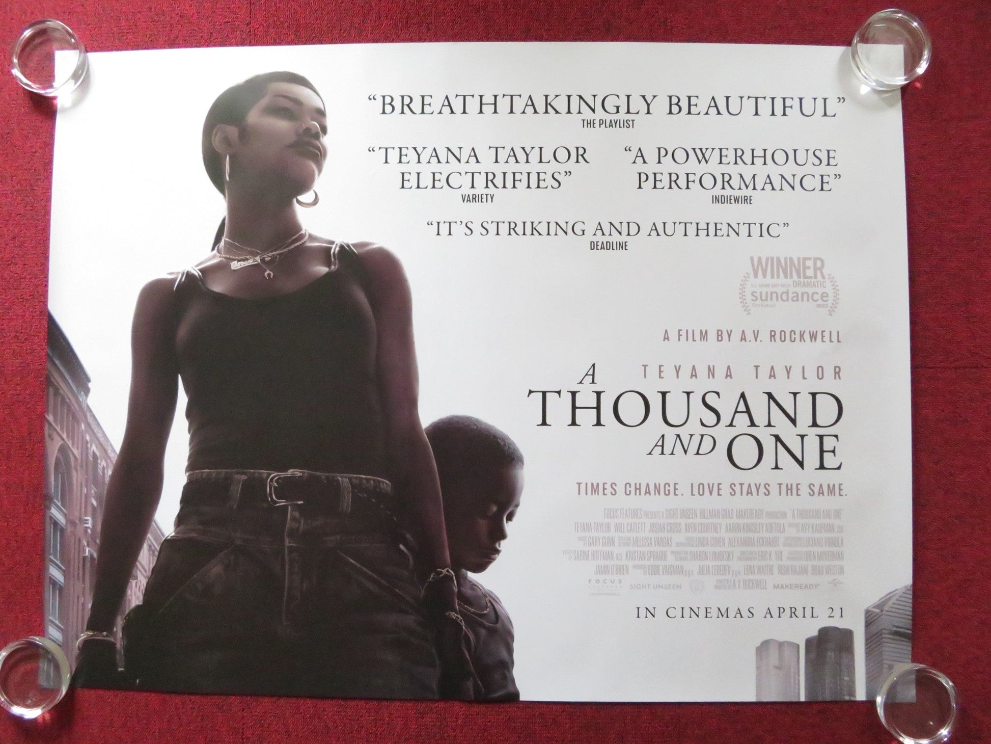 A THOUSAND AND ONE UK QUAD ROLLED POSTER TEYANA TAYLOR WILLIAM CATLETT 2023 Rendezvous Cinema Movie posters