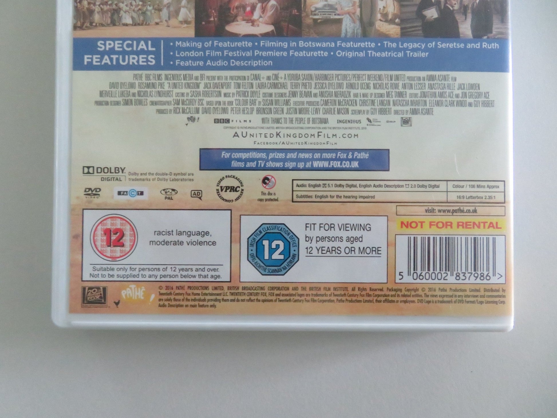 A United Kingdom (DVD) David Oyelowo Rosamund Pike 2016 Region 2 Movie posters