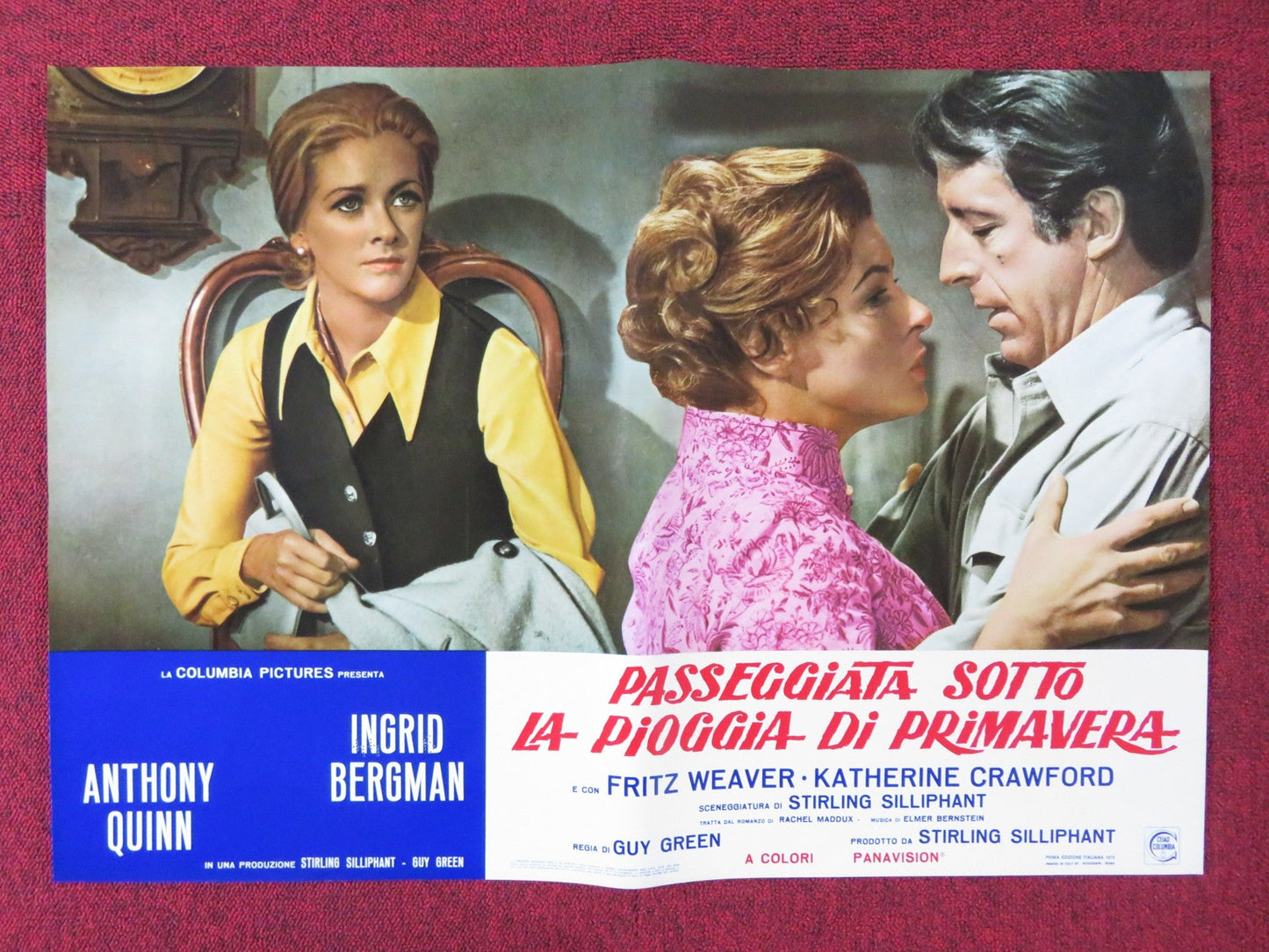 A WALK IN THE SPRING RAIN - E ITALIAN FOTOBUSTA POSTER ANTHONY QUINN 1970 - Rendezvous Cinema