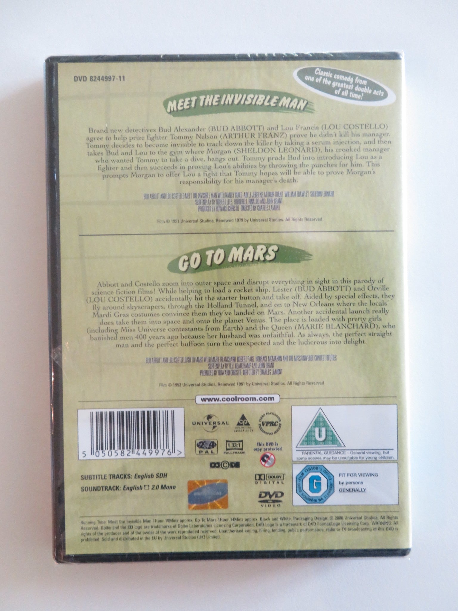 ABBOTT AND COSTELLO MEET THE INVISIBLE MAN / GO TO MARS (DVD) 1951 REGION 2, 4 Rendezvous Cinema Movie posters