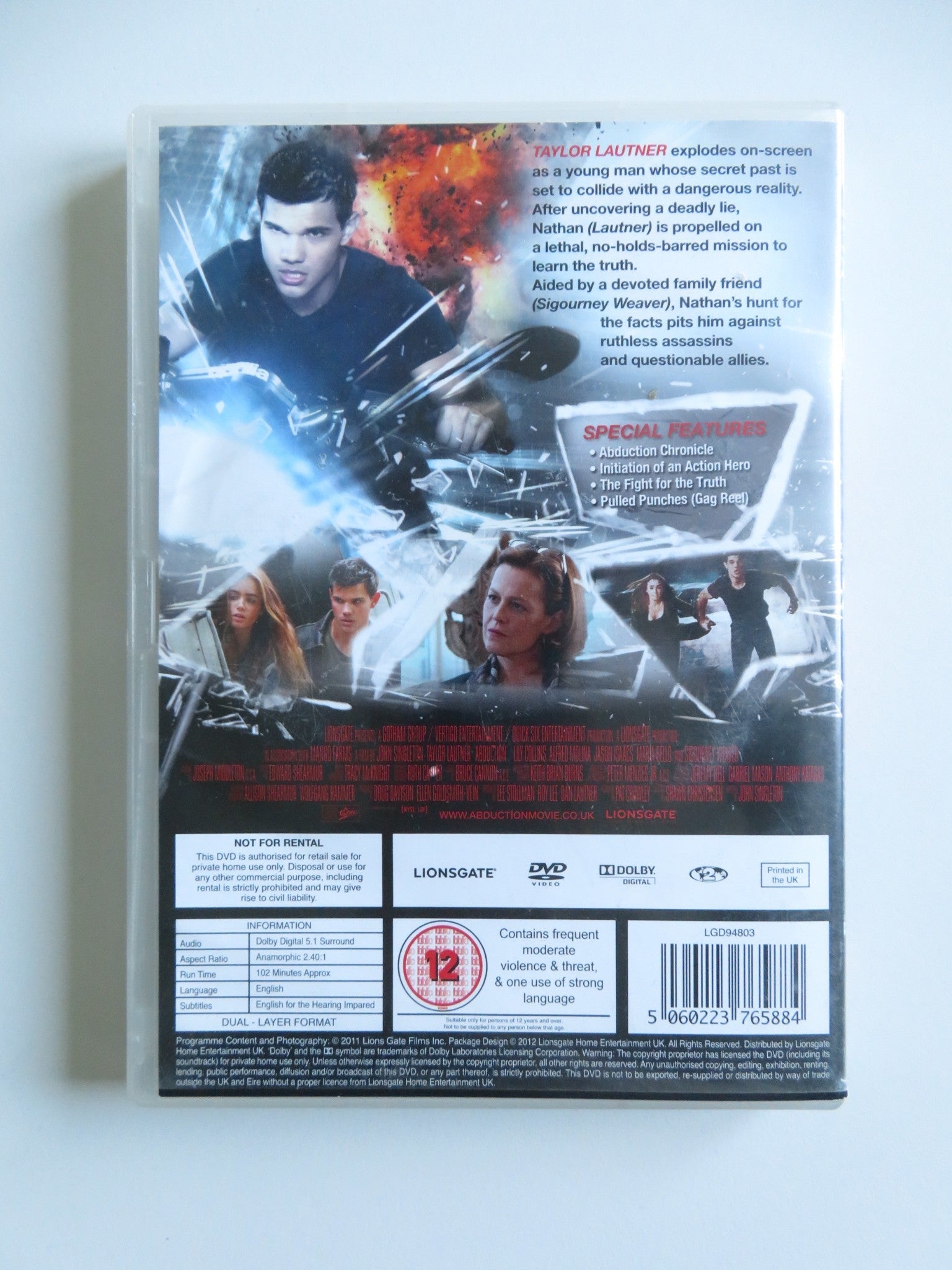 ABDUCTION (DVD) TAYLOR LAUTNER SIGOURNEY WEAVER LILY COLLINS 2011 REGION 2 - Rendezvous Cinema