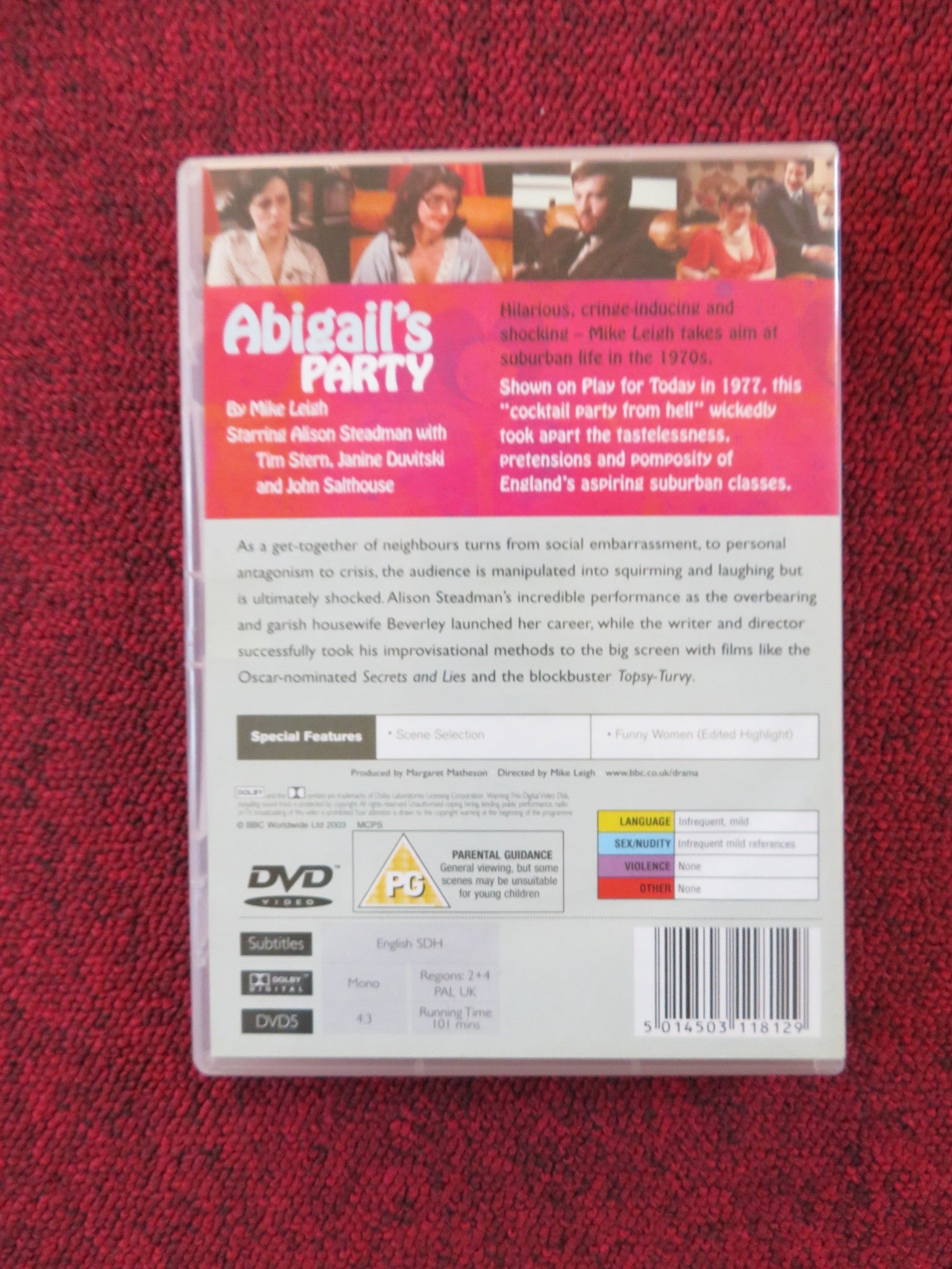 ABIGAIL'S PARTY (DVD) ALISON STEADMAN TIM STERN 1977 REGION 2, 4 Rendezvous Cinema Movie posters