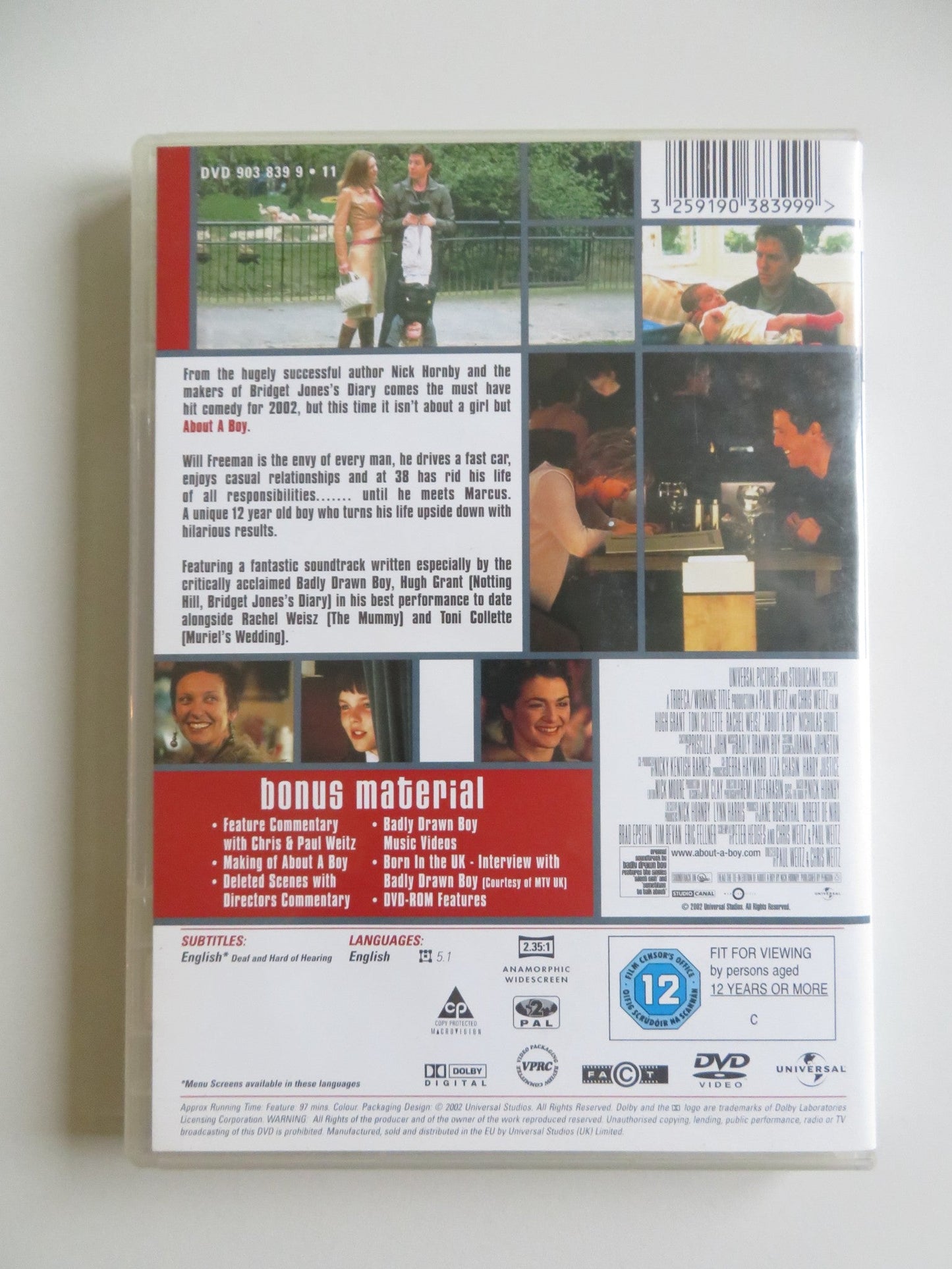 ABOUT A BOY (DVD) HUGH GRANT NICHOLAS HOULT 2002 REGION 2 Movie posters