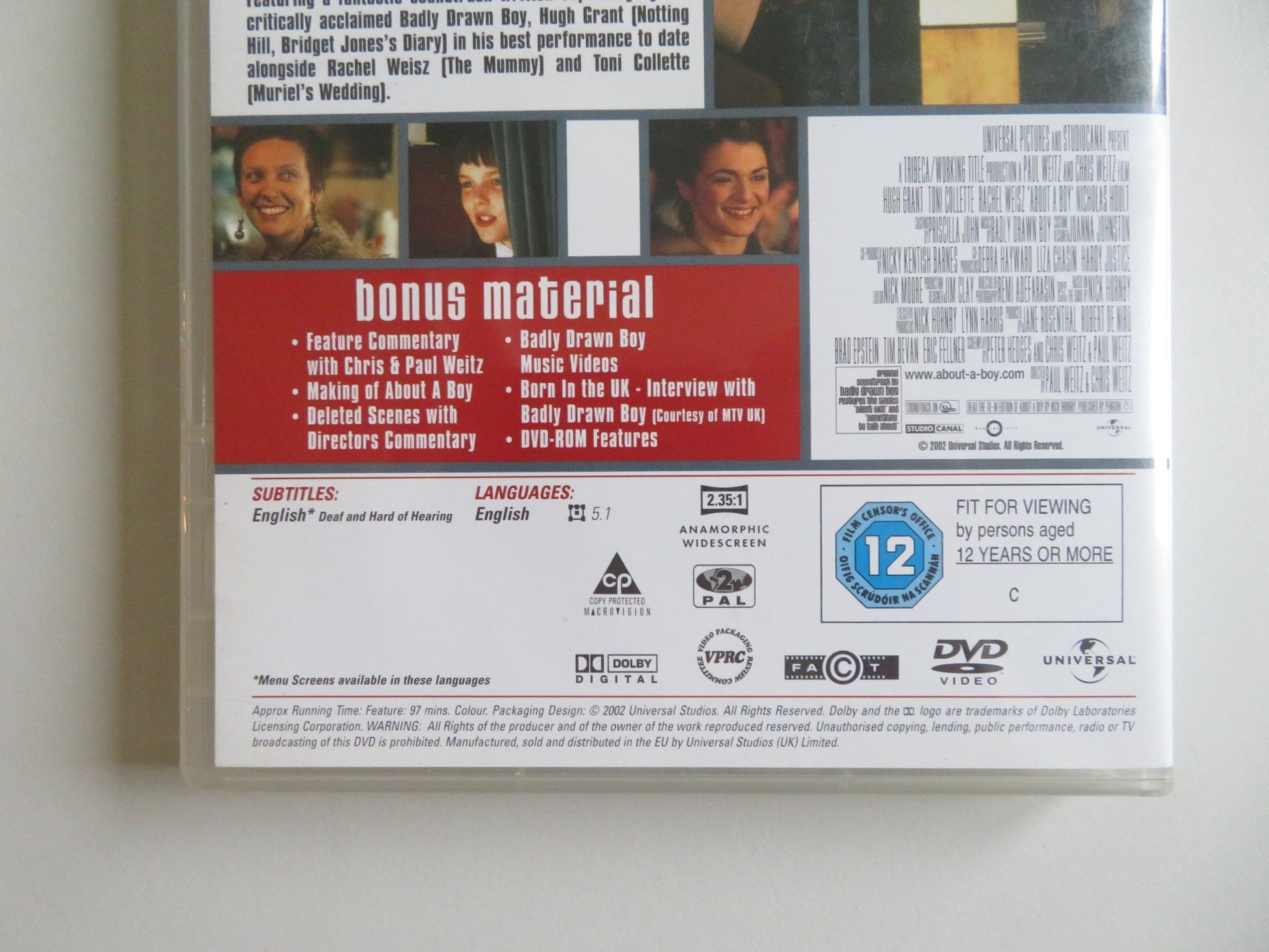 ABOUT A BOY (DVD) HUGH GRANT NICHOLAS HOULT 2002 REGION 2 Movie posters