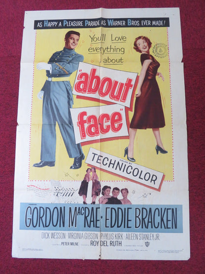 ABOUT FACE FOLDED US ONE SHEET POSTER GORDON MACRAE EDDIE BRACKEN 1952 Rendezvous Cinema Movie posters