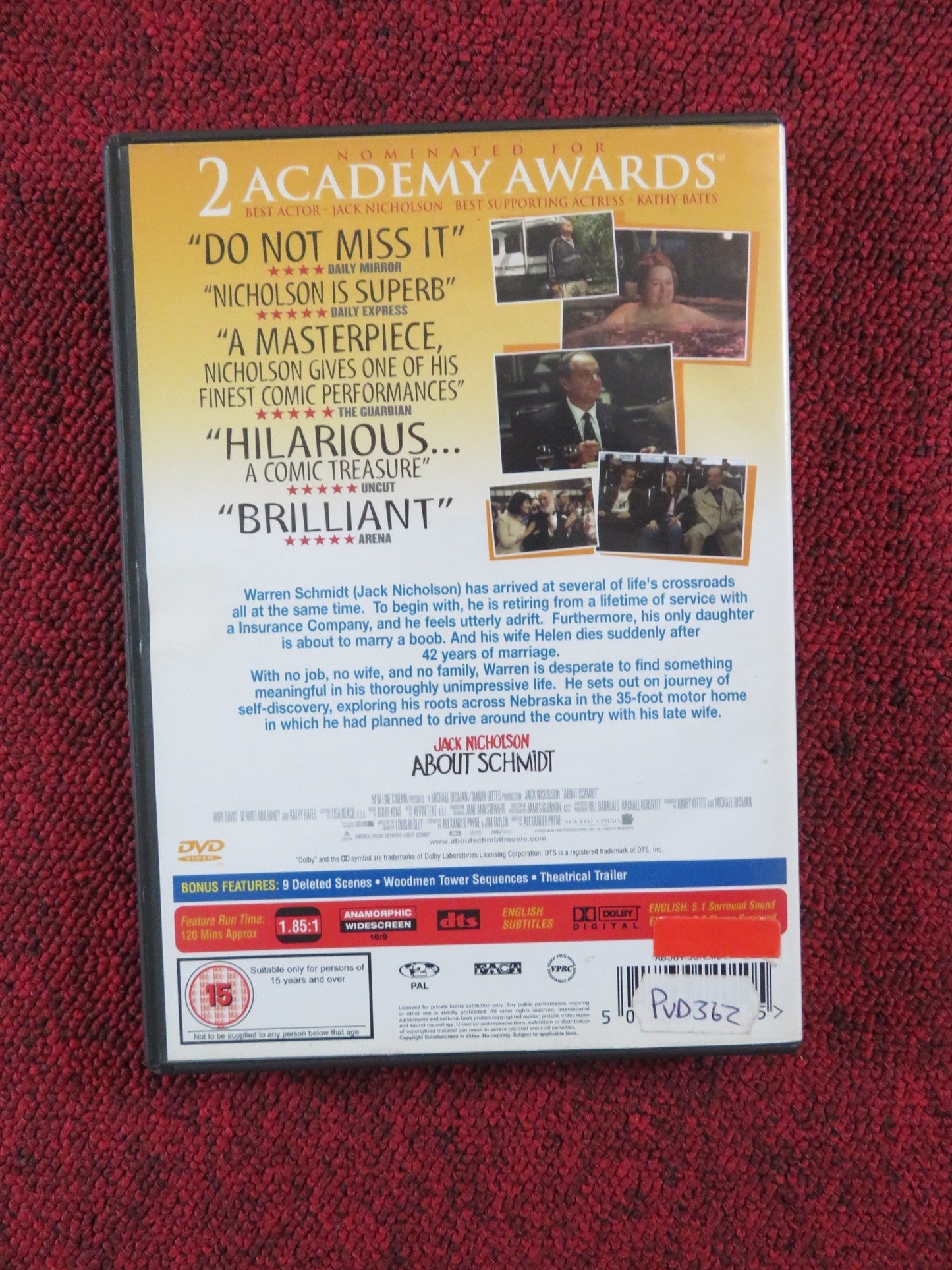 ABOUT SCHMIDT (DVD) JACK NICHOLSON KATHY BATES 2002 REGION 2 Rendezvous Cinema Movie posters