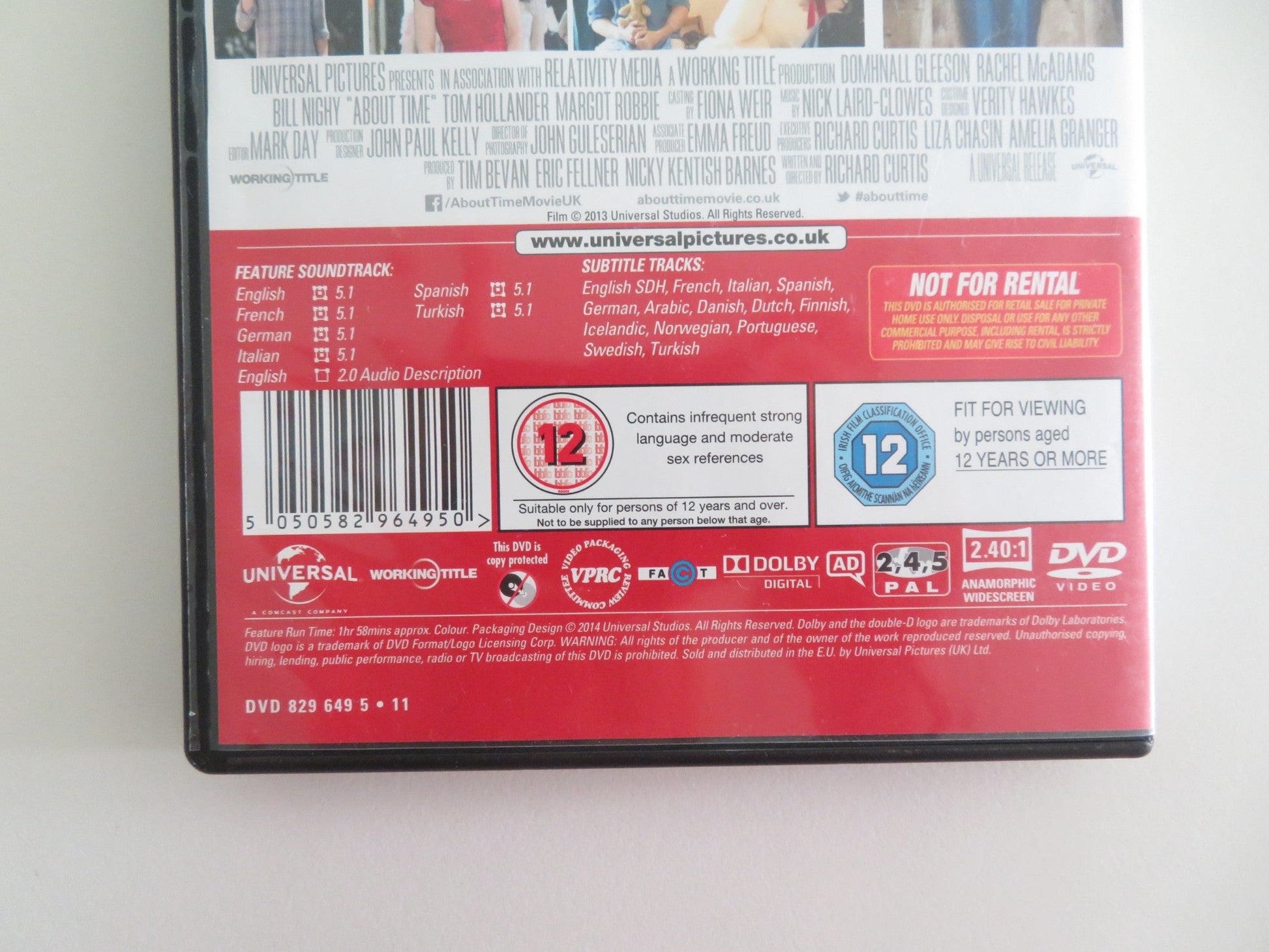 ABOUT TIME (DVD) DOMHNALL GLEESON RACHEL MCADAMS 2013 REGION 2,4,5 Movie posters