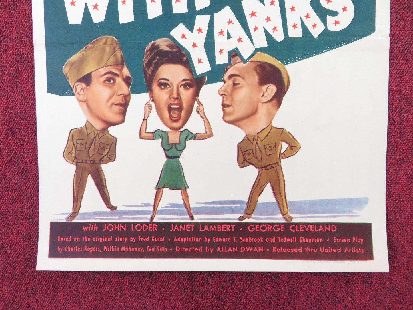 ABROAD WITH TWO YANKS US INSERT (14"x 36") POSTER WILLIAM BENDIX H. WALKER 1944 - Rendezvous Cinema
