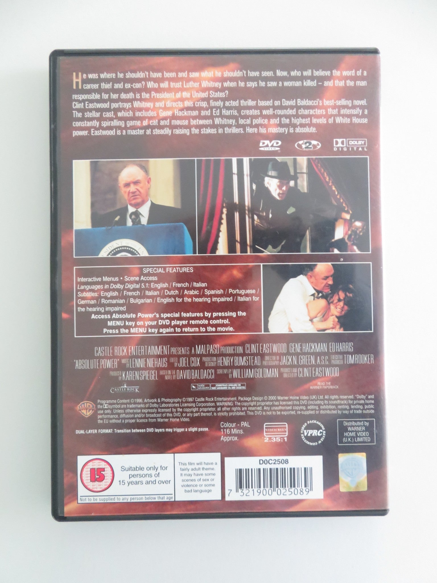 ABSOLUTE POWER (DVD) CLINT EASTWOOD GENE HACKMAN 1997 REGION 2 Movie posters