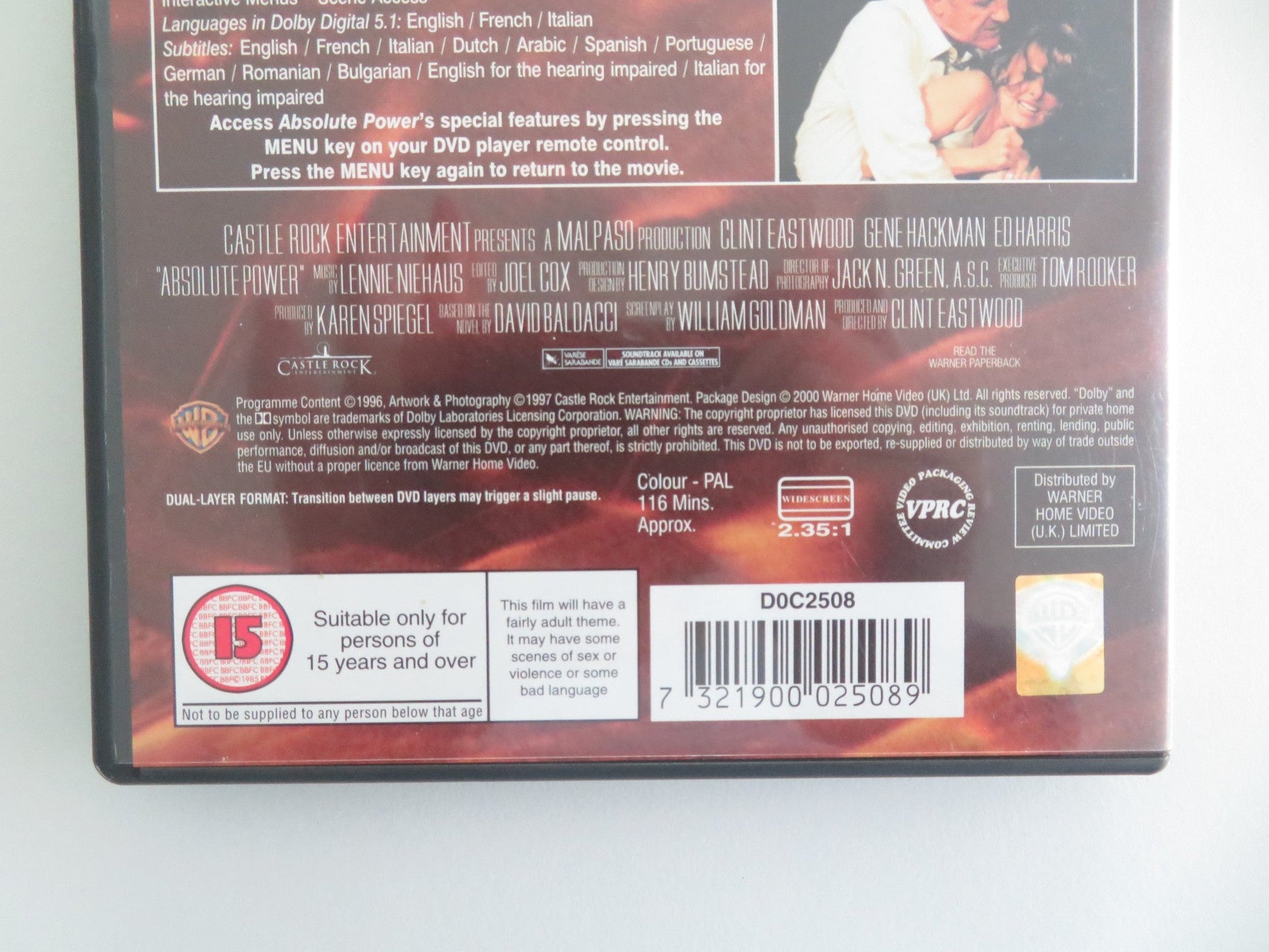 ABSOLUTE POWER (DVD) CLINT EASTWOOD GENE HACKMAN 1997 REGION 2 Movie posters