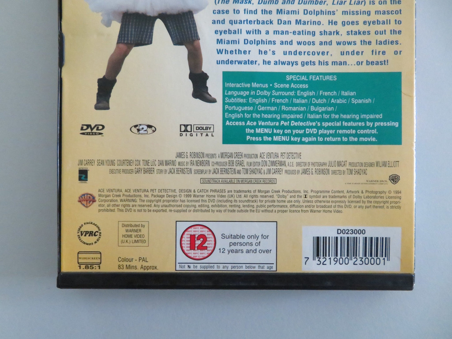 Ace Ventura: Pet Detective (DVD) Jim Carrey Courteney Cox 1994 Region 2 Movie posters