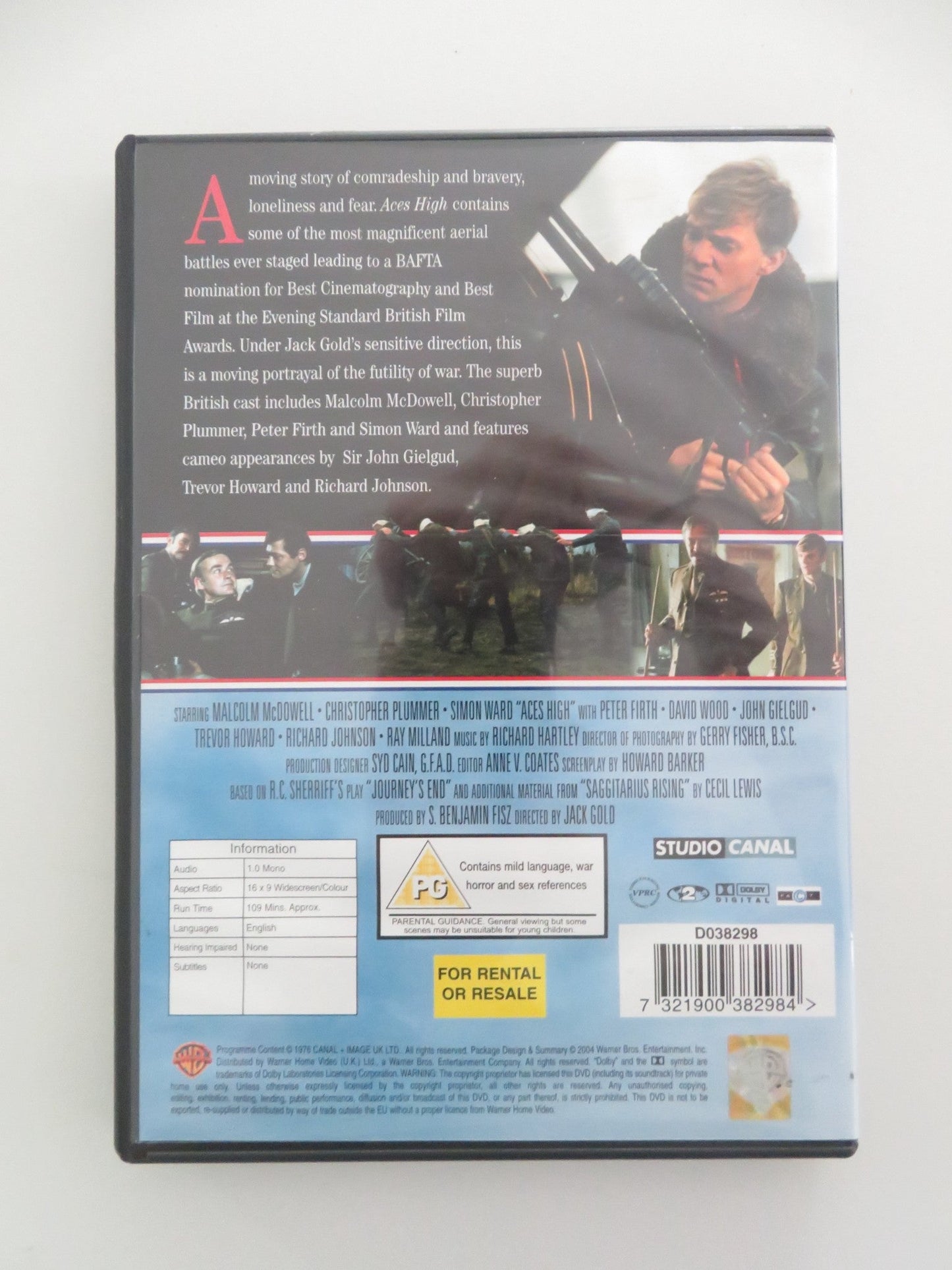 ACES HIGH (DVD) MALCOLM MCDOWELL CHRISTOPHER PLUMMER 1976 REGION 2 Movie posters