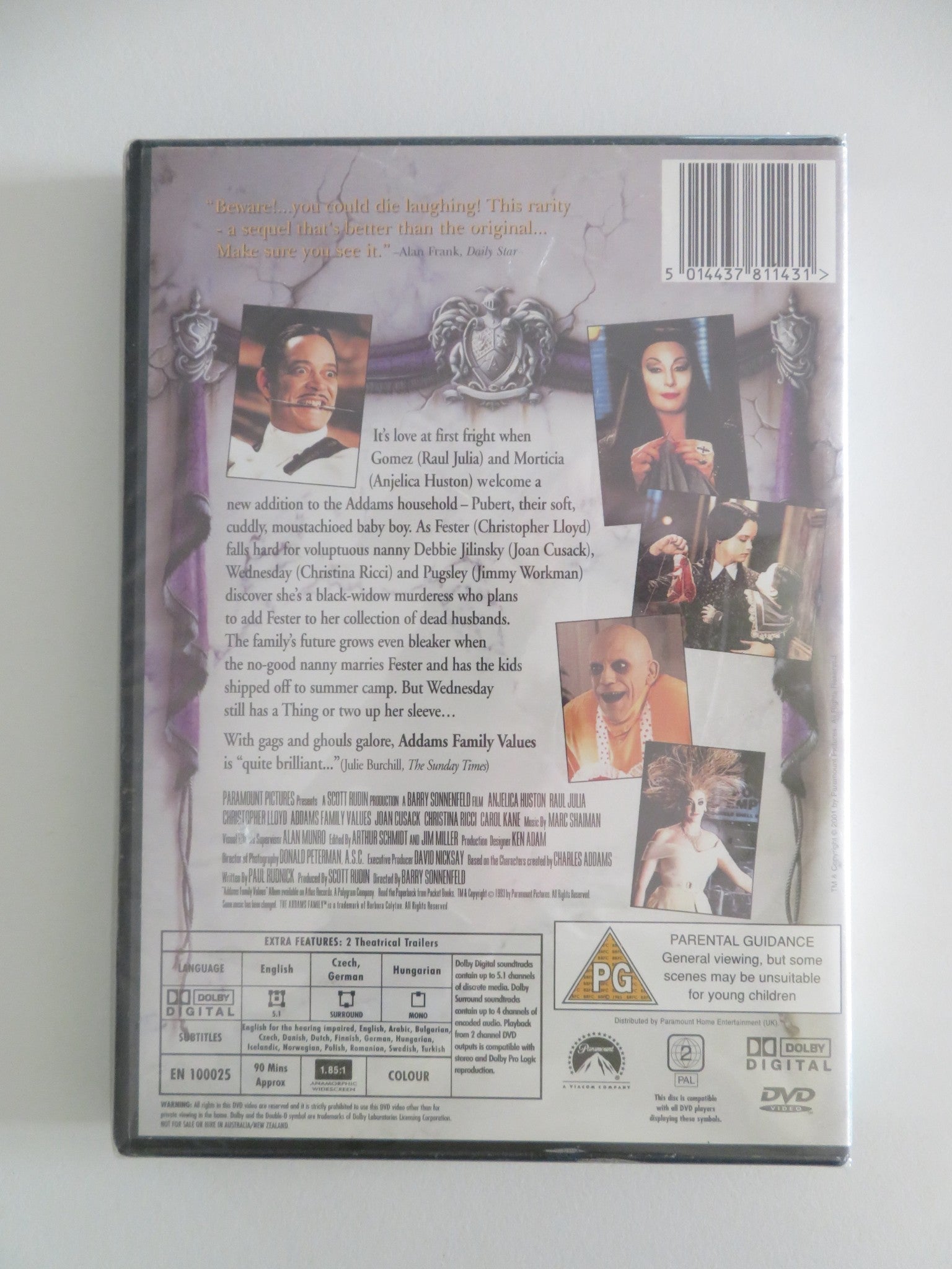 ADDAMS FAMILY VALUES (DVD) ANJELICA HUSTON RAUL JULIA 1993 REGION 2 Movie posters