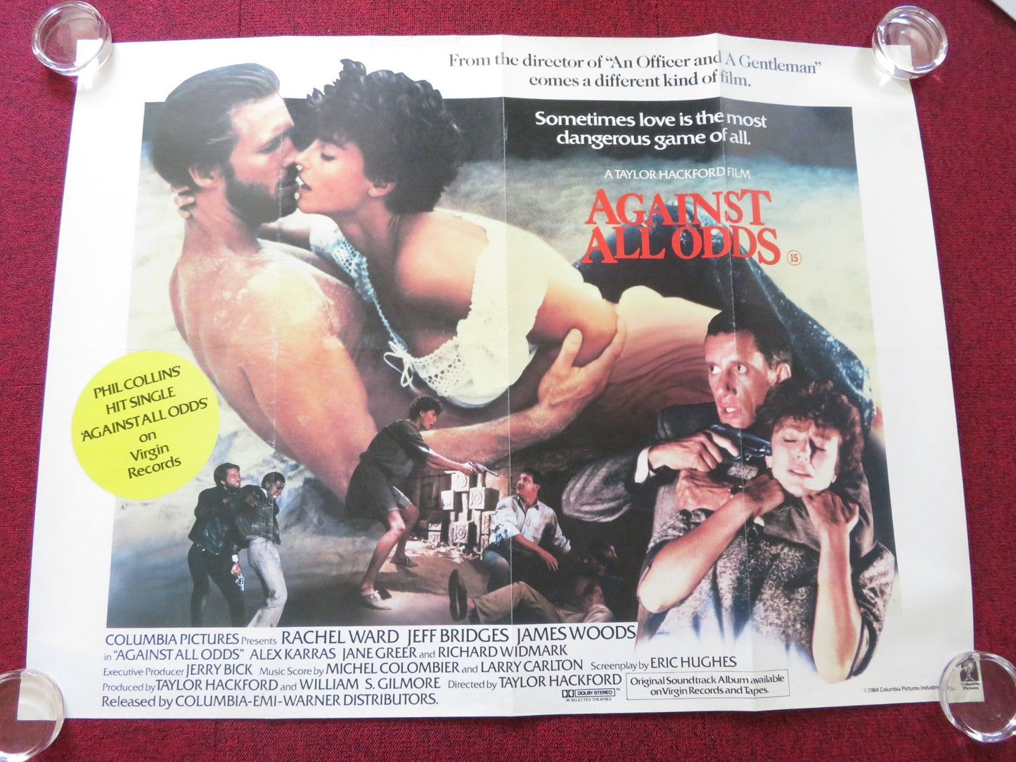 AGAINST ALL ODDS UK QUAD ROLLED POSTER JEFF BRIDGES JAMES WOODS 1984 Rendezvous Cinema Movie posters