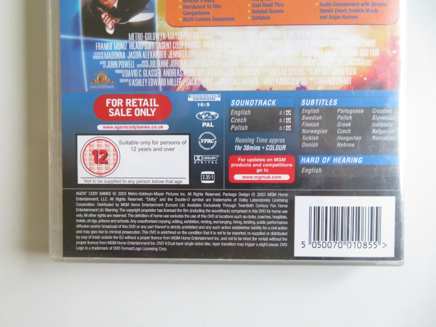 AGENT CODY BANKS (DVD) FRANKIE MUNIZ HILARY DUFF 2003 REGION 2 Movie posters