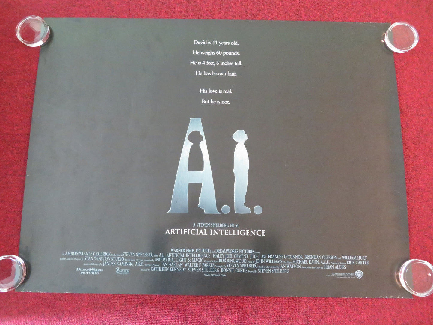 A.I. Artificial Intelligence - B UK Quad Rolled Poster Haley Joel Osment 2001 Movie posters