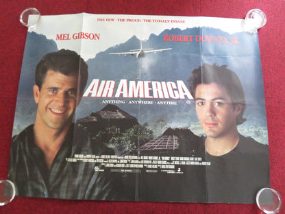 AIR AMERICA UK QUAD ROLLED POSTER MEL GIBSON ROBERT DOWNEY JR. 1990 Rendezvous Cinema Movie posters