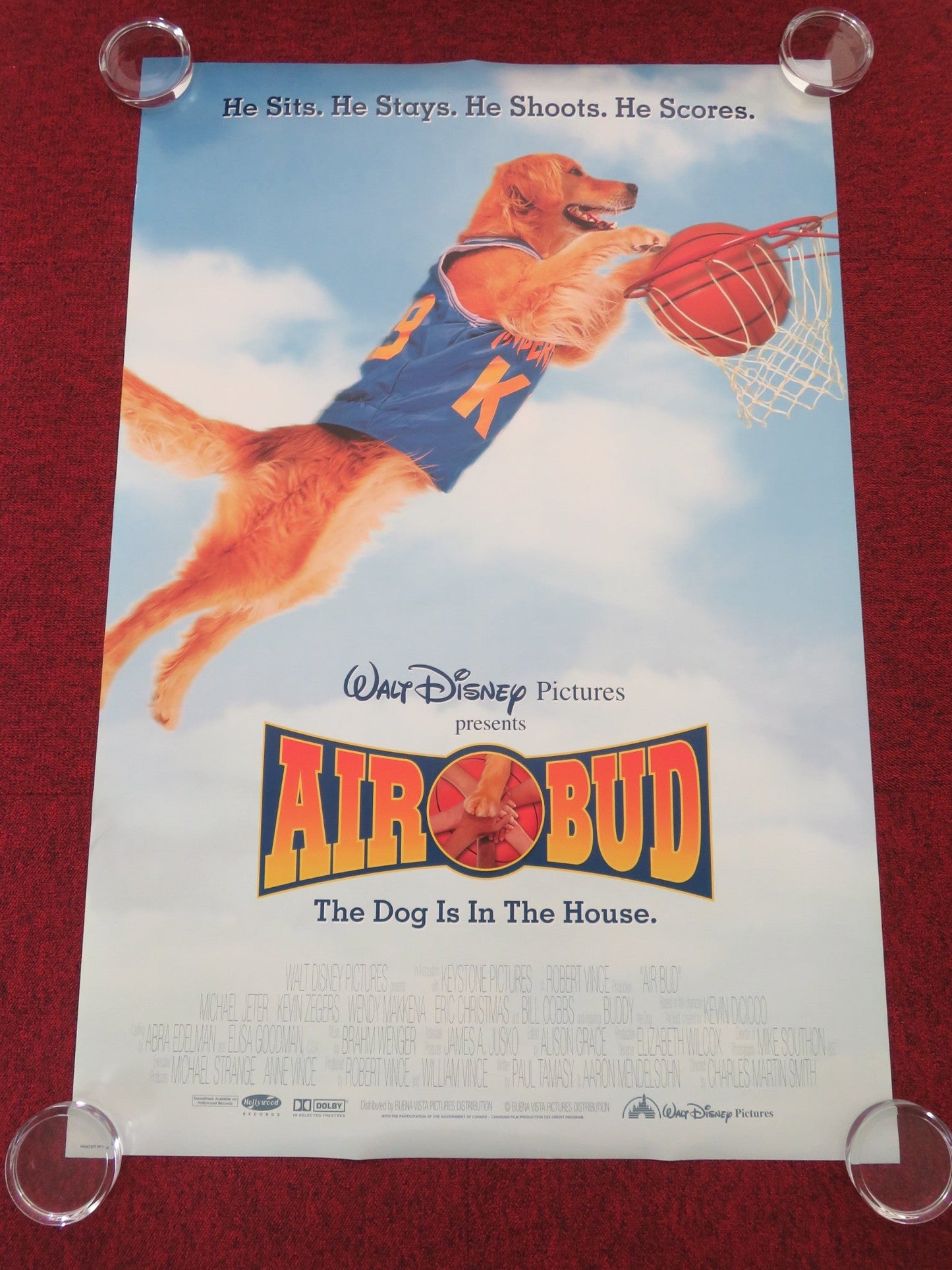 AIR BUD US ONE SHEET ROLLED POSTER DISNEY MICHAEL JETER KEVIN ZEGERS 1997 Movie posters