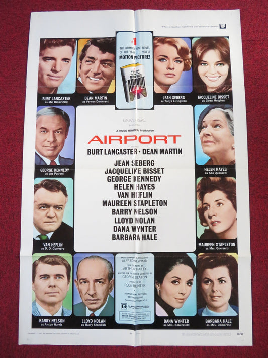 AIRPORT FOLDED US ONE SHEET POSTER BURT LANCASTER DEAN MARTIN 1970 - Rendezvous Cinema