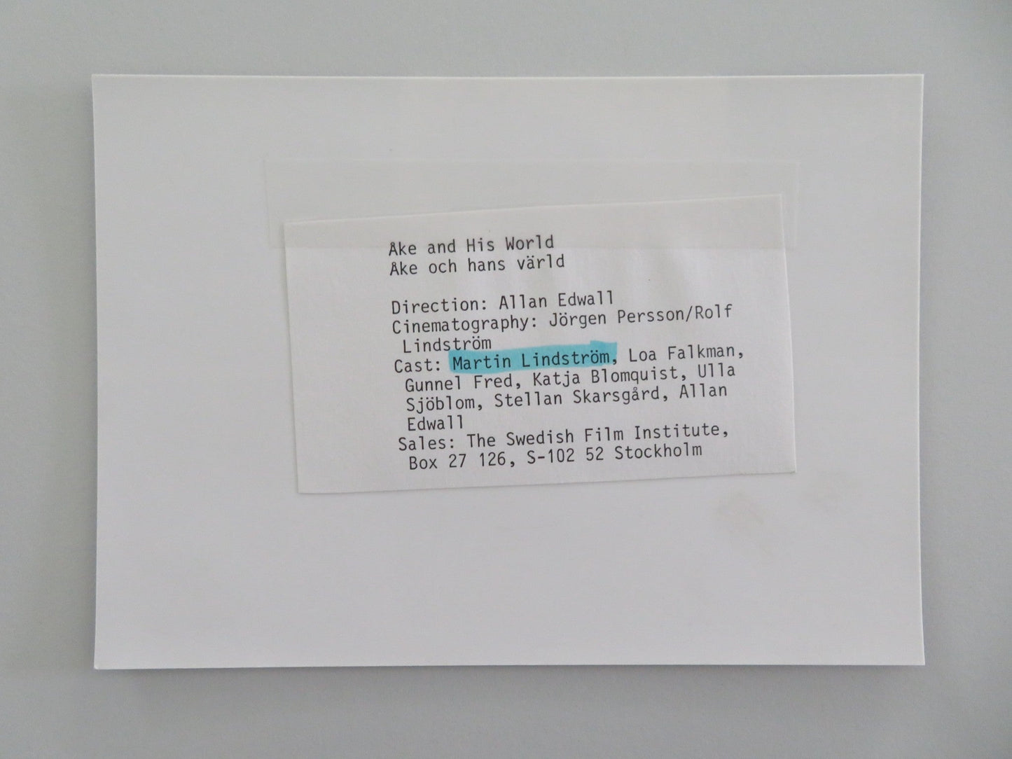 AKE AND HIS WORLD MOVIE STILL PHOTO MARTIN LINDSTROM LOA FALKMAN 1984 Movie posters