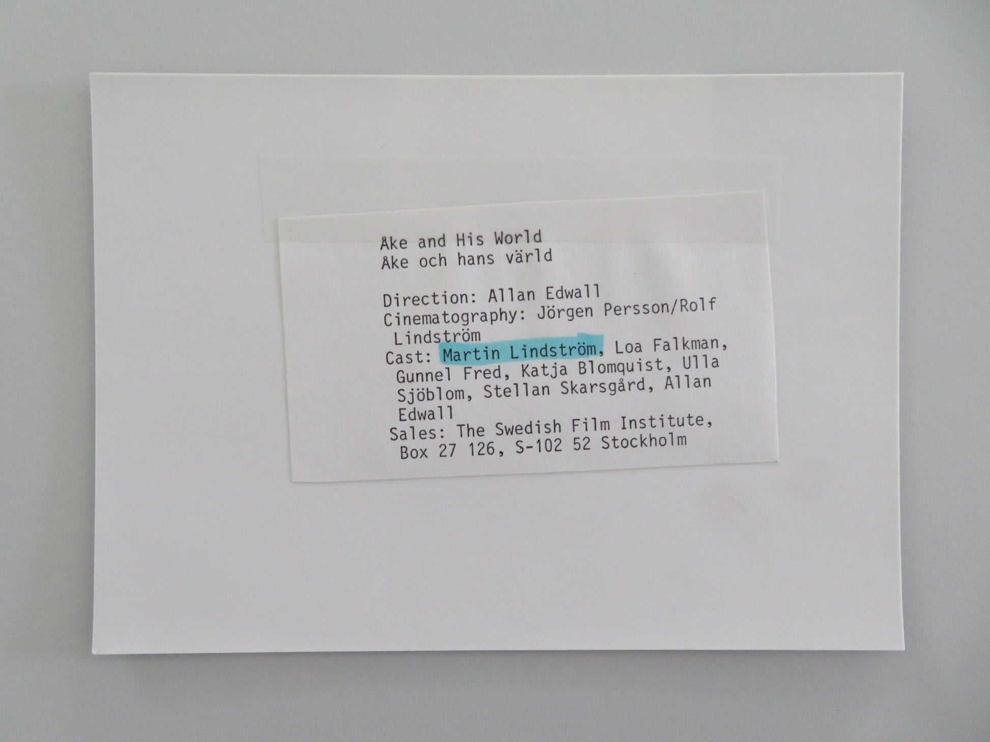 AKE AND HIS WORLD MOVIE STILL PHOTO MARTIN LINDSTROM LOA FALKMAN 1984 Movie posters