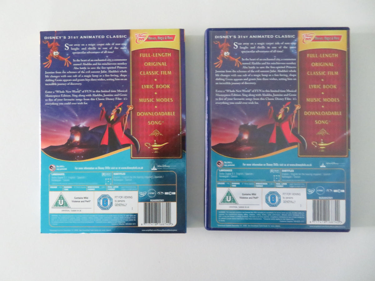 Aladdin (DVD) Disney Scott Weinger Robin Williams Linda Larkin 1992 Region 2 Movie posters