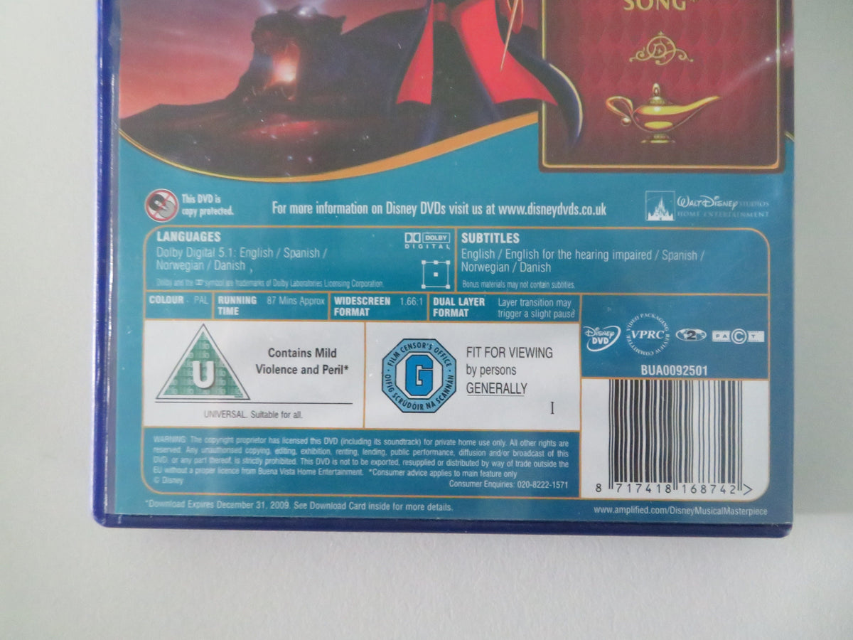 Aladdin (DVD) Disney Scott Weinger Robin Williams Linda Larkin 1992 Region 2 Movie posters