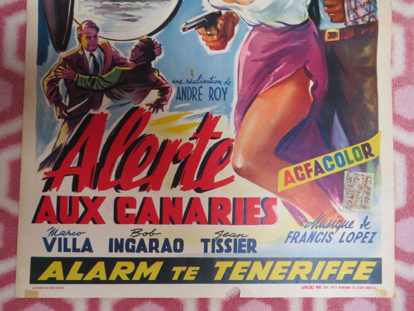 ALERTE AUX CANARIES BELGIUM (21.5"x 14) POSTER CELIA CORTEZ BRUCE KAY 1956 - Rendezvous Cinema