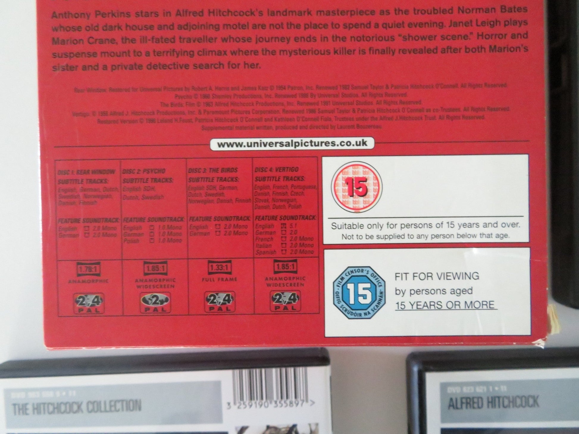 Alfred Hitchock The Essential Collection - B (DVD BoxSet) 1954 Region 2, 4 Movie posters
