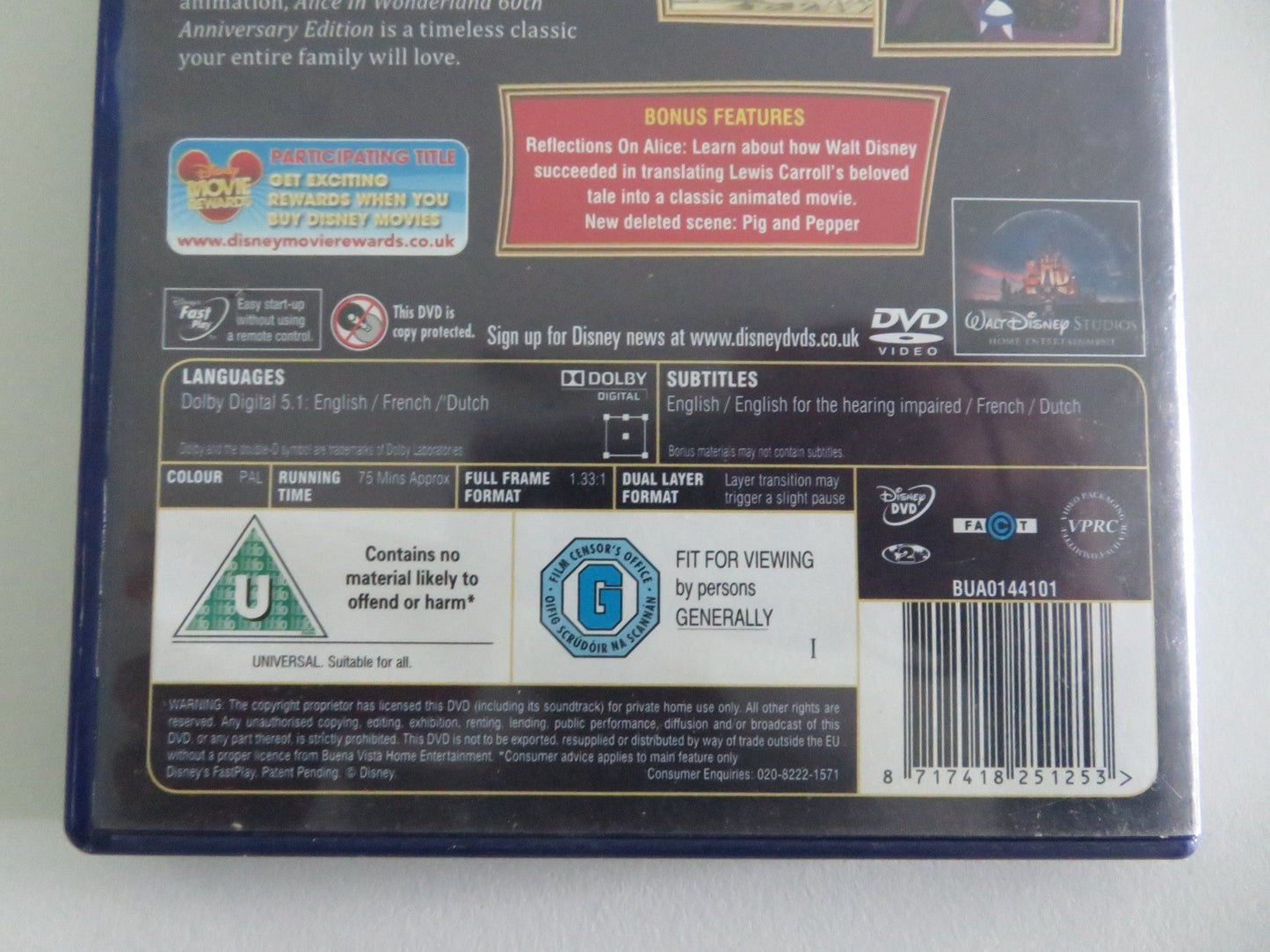 ALICE IN WONDERLAND - 60TH ANNIVERSARY EDITION (DVD) DISNEY 2002 REGION 2 Movie posters