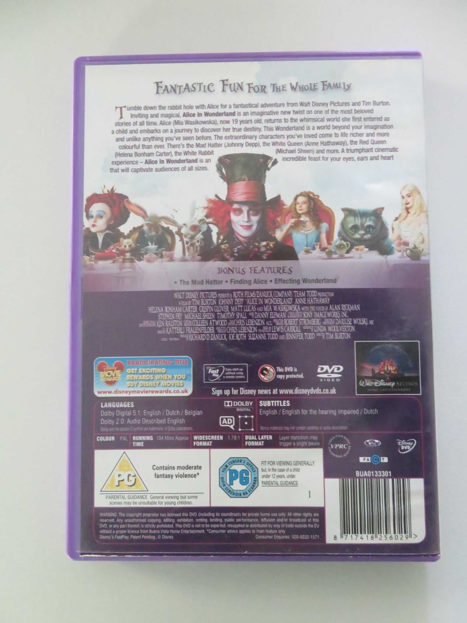 ALICE IN WONDERLAND (DVD) DISNEY JOHNNY DEPP MIA WASIKOWSKA 2010 REGION 2 Movie posters