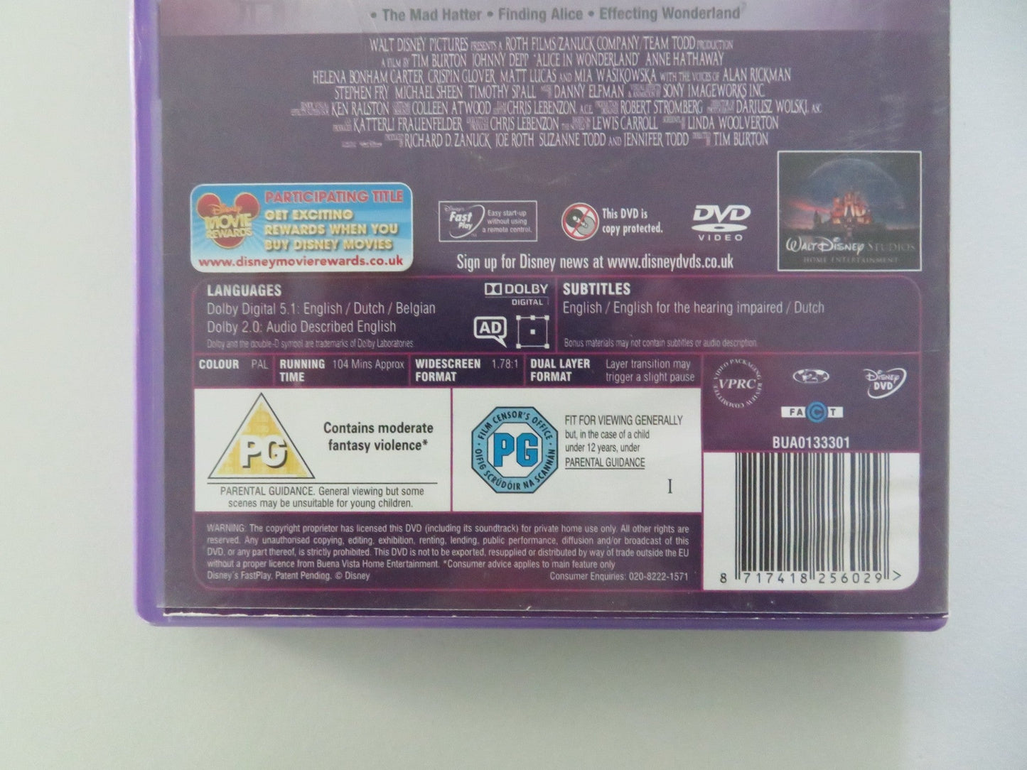 ALICE IN WONDERLAND (DVD) DISNEY JOHNNY DEPP MIA WASIKOWSKA 2010 REGION 2 Movie posters