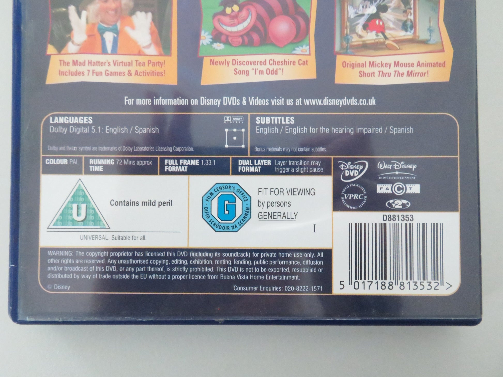 Alice in Wonderland (DVD) Disney Kathryn Beaumont Ed Wynn 1951 Region 2 Movie posters