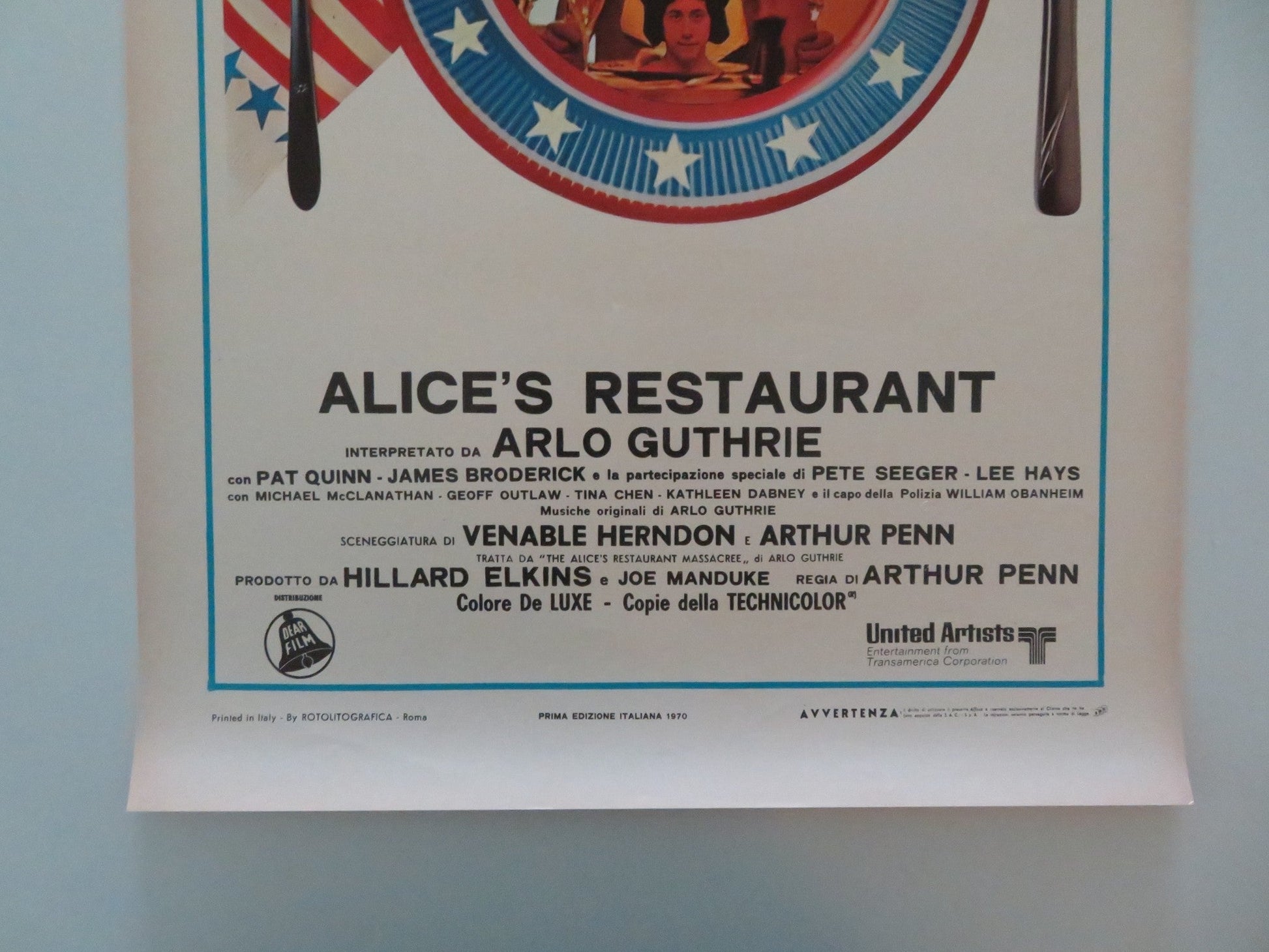 ALICE'S RESTAURANT ITALIAN LOCANDINA POSTER ARLO GUTHRIE PAT QUINN 1970 Movie posters