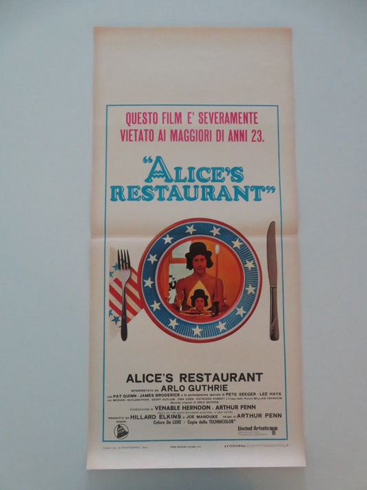ALICE'S RESTAURANT ITALIAN LOCANDINA POSTER ARLO GUTHRIE PAT QUINN 1970 Movie posters