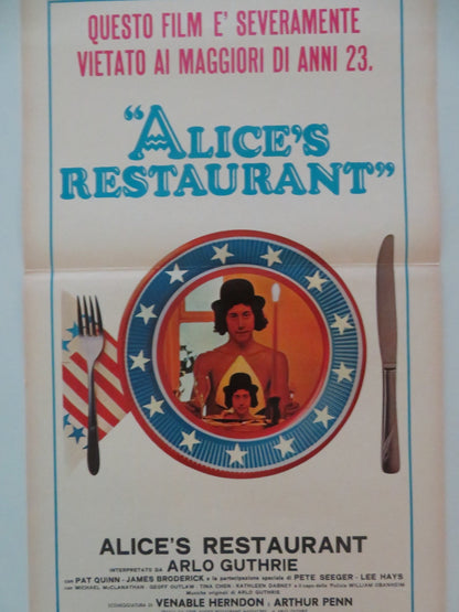ALICE'S RESTAURANT ITALIAN LOCANDINA POSTER ARLO GUTHRIE PAT QUINN 1970 Movie posters