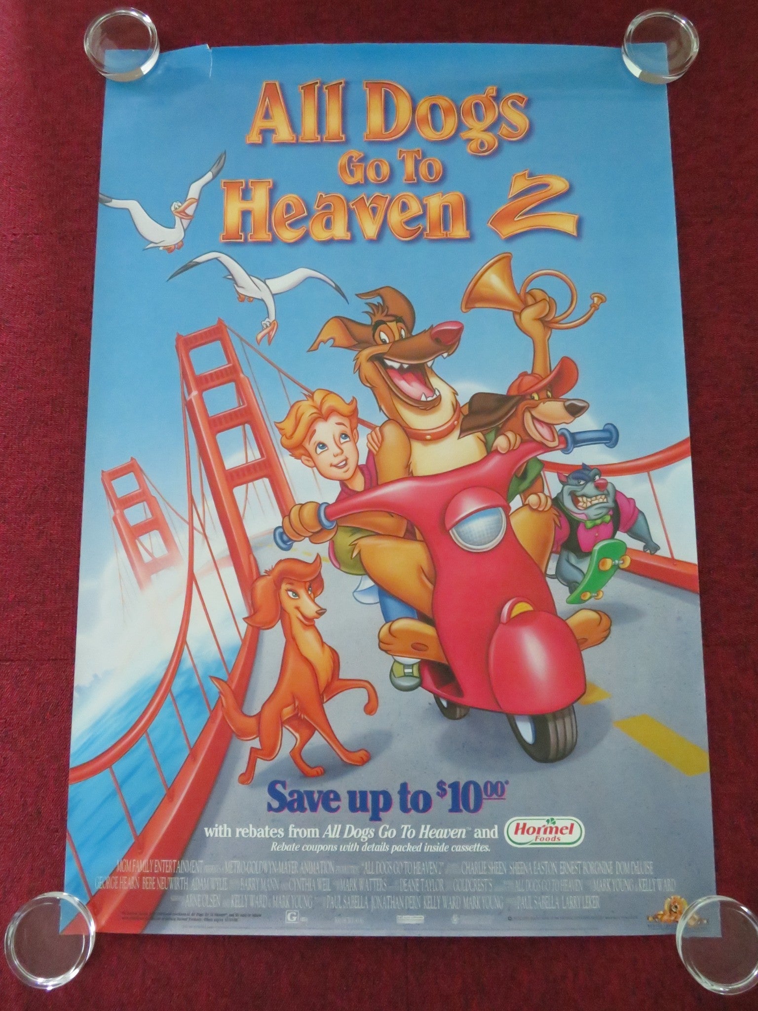 ALL DOGS GO TO HEAVEN 2 VHS VIDEO POSTER ROLLED CHARLIE SHEEN BORGNINE 1996 Movie posters