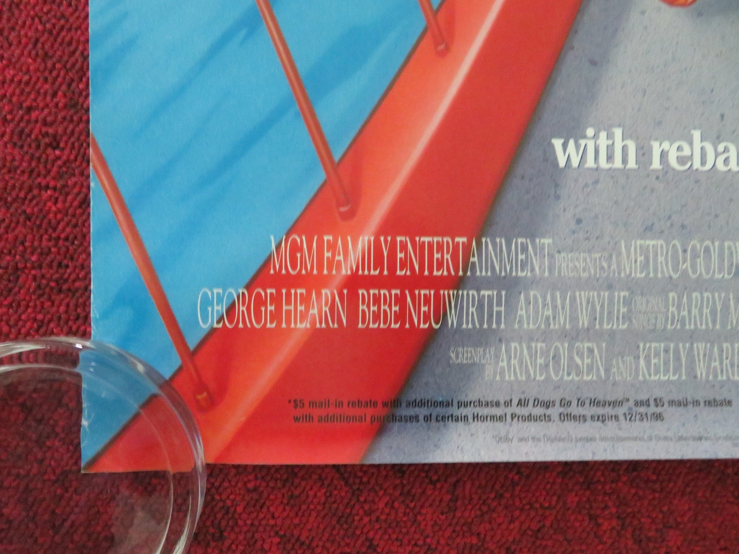 ALL DOGS GO TO HEAVEN 2 VHS VIDEO POSTER ROLLED CHARLIE SHEEN BORGNINE 1996 Movie posters