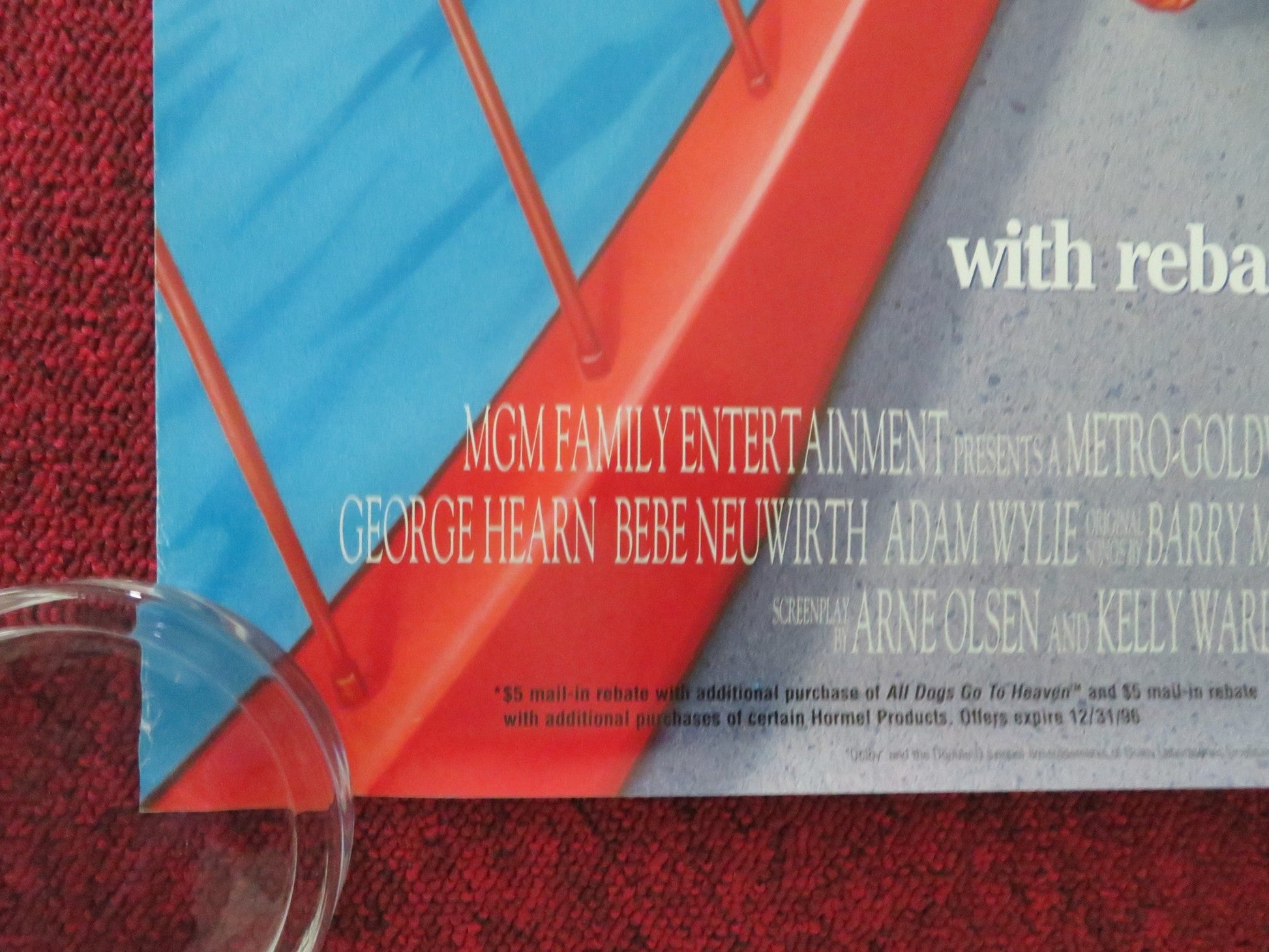 ALL DOGS GO TO HEAVEN 2 VHS VIDEO POSTER ROLLED CHARLIE SHEEN BORGNINE 1996 Movie posters