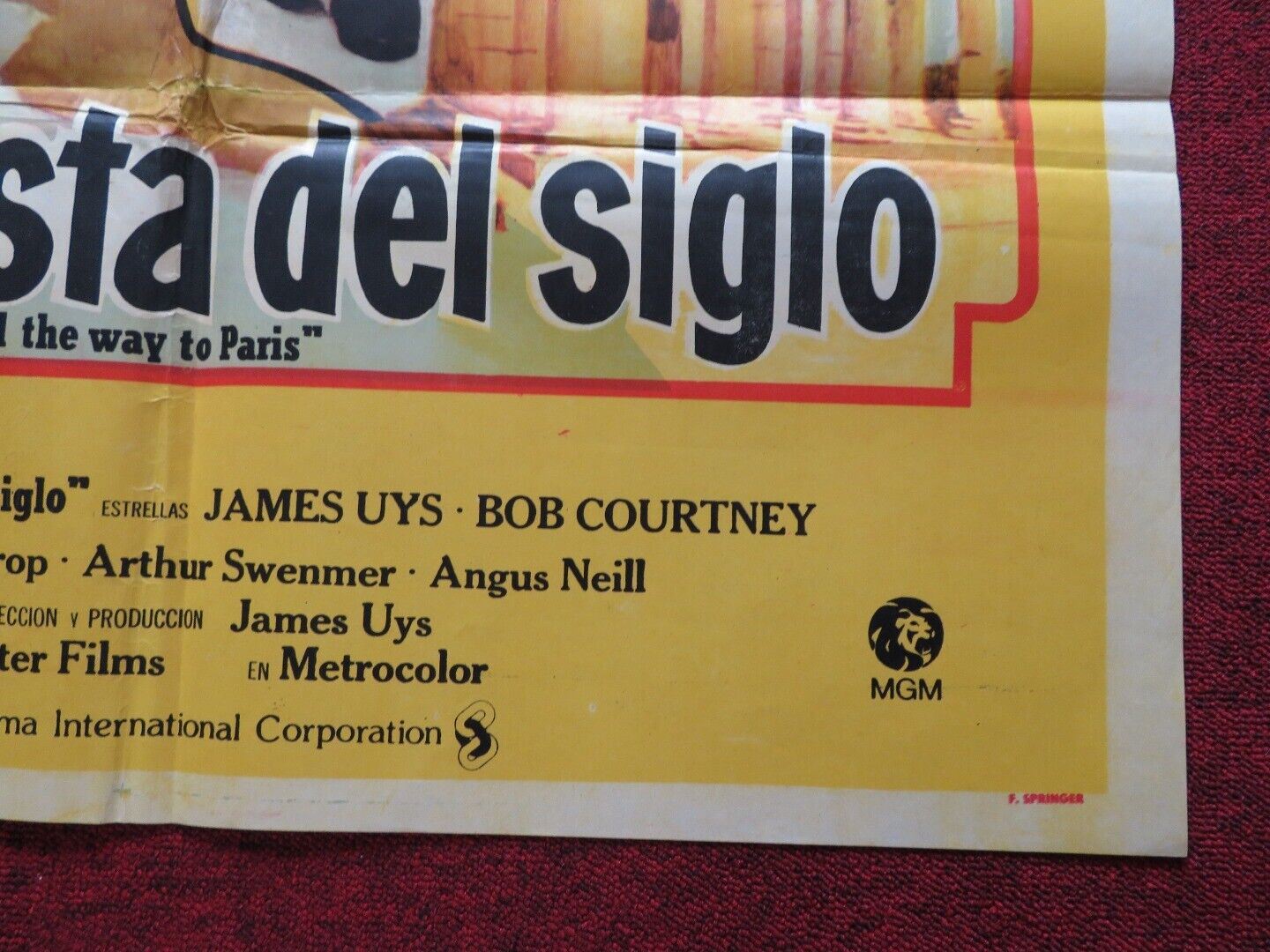 ALL THE WAY TO PARIS FOLDED ARGENTINA ONE SHEET POSTER JAMIE UYS BOB COURTNEY - Rendezvous Cinema