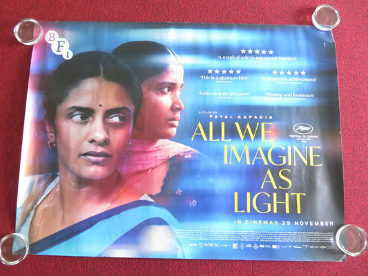ALL WE IMAGINE AS LIGHT UK QUAD ROLLED POSTER KANI KUSRUTI DIVYA PRABHA 2024 Movie posters