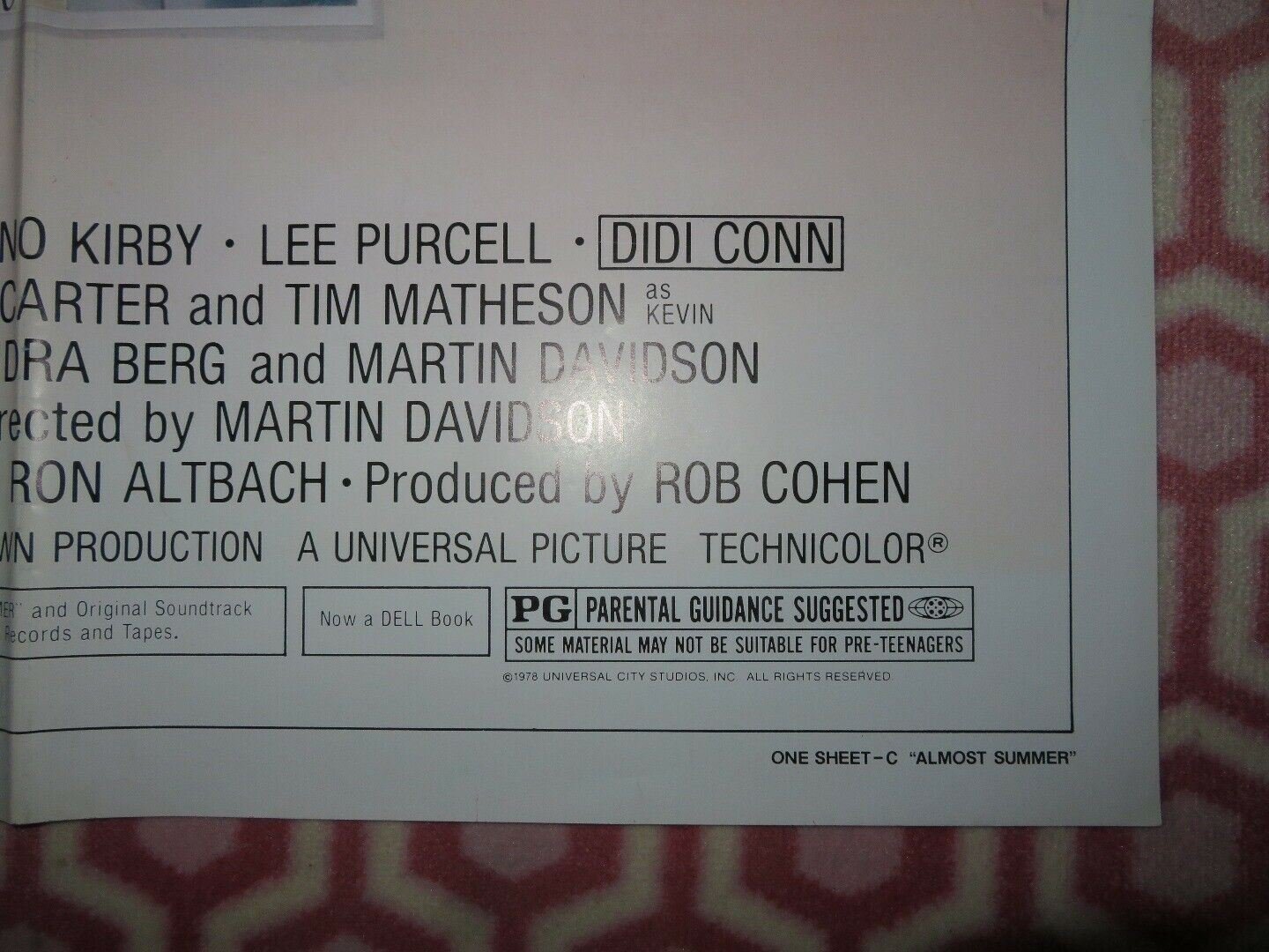 ALMOST SUMMER US ONE SHEET POSTER BRUNO KIRBY LEE PURCELL 1978 - Rendezvous Cinema