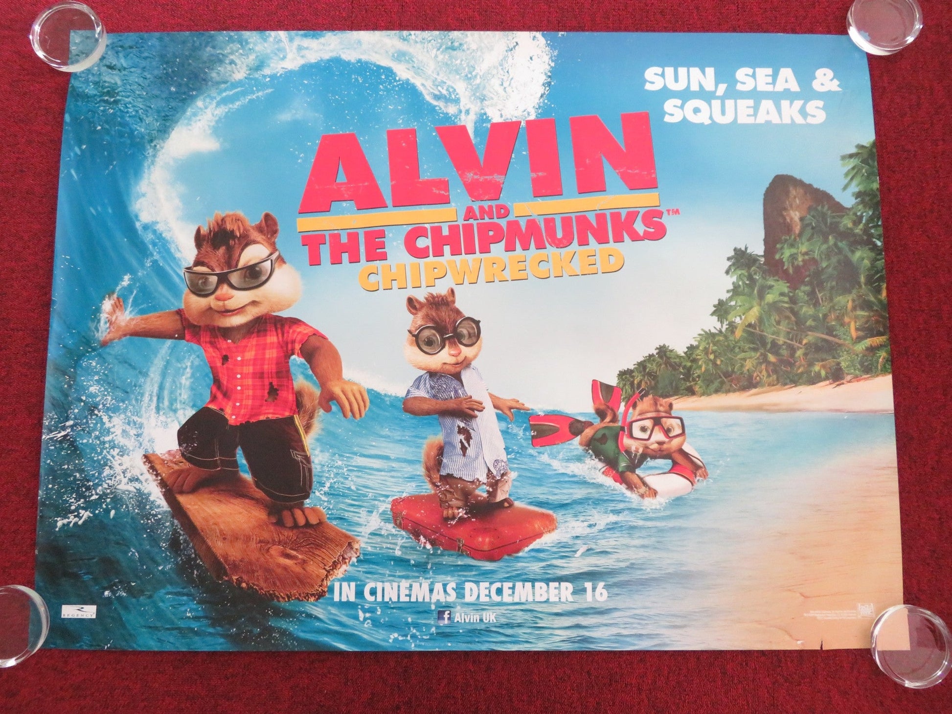 ALVIN AND THE CHIPMUNKS: CHIPWRECKED - B UK QUAD ROLLED POSTER JASON LEE 2011 Movie posters