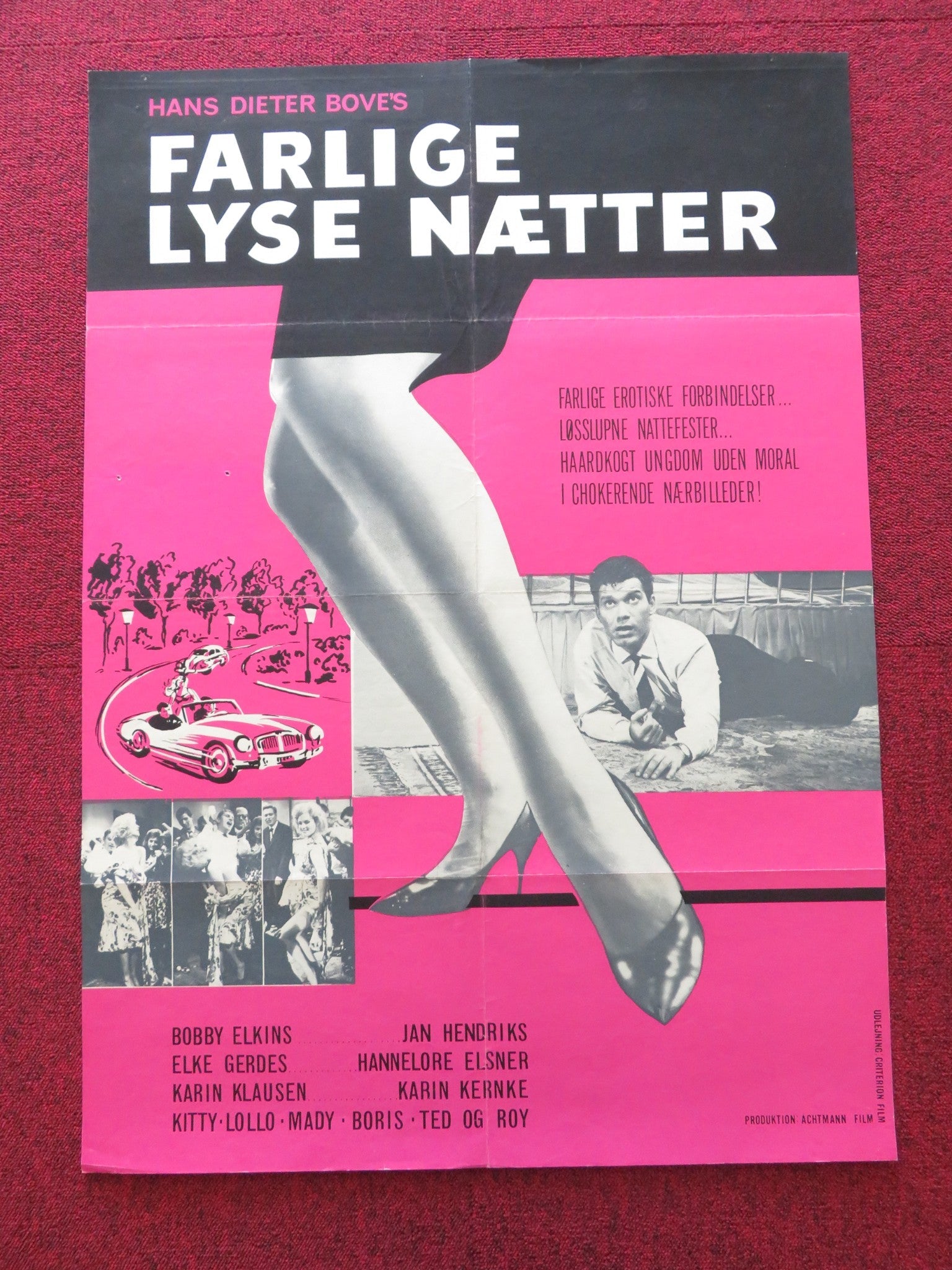 ALWAYS WHEN NIGHT FALLS DANISH POSTER ROLLED JAN HENDRIKS HANNELORE ELSNER 1963 Rendezvous Cinema Movie posters