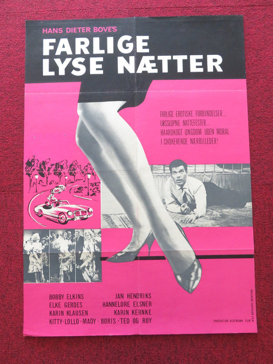 ALWAYS WHEN NIGHT FALLS DANISH POSTER ROLLED JAN HENDRIKS HANNELORE ELSNER 1963 Rendezvous Cinema Movie posters