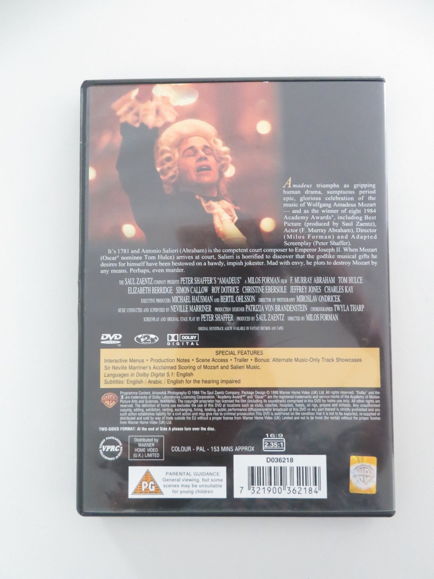 AMADEUS (DVD) TOM HULCE F. MURRAY ABRAHAM 1984 REGION 2 Movie posters