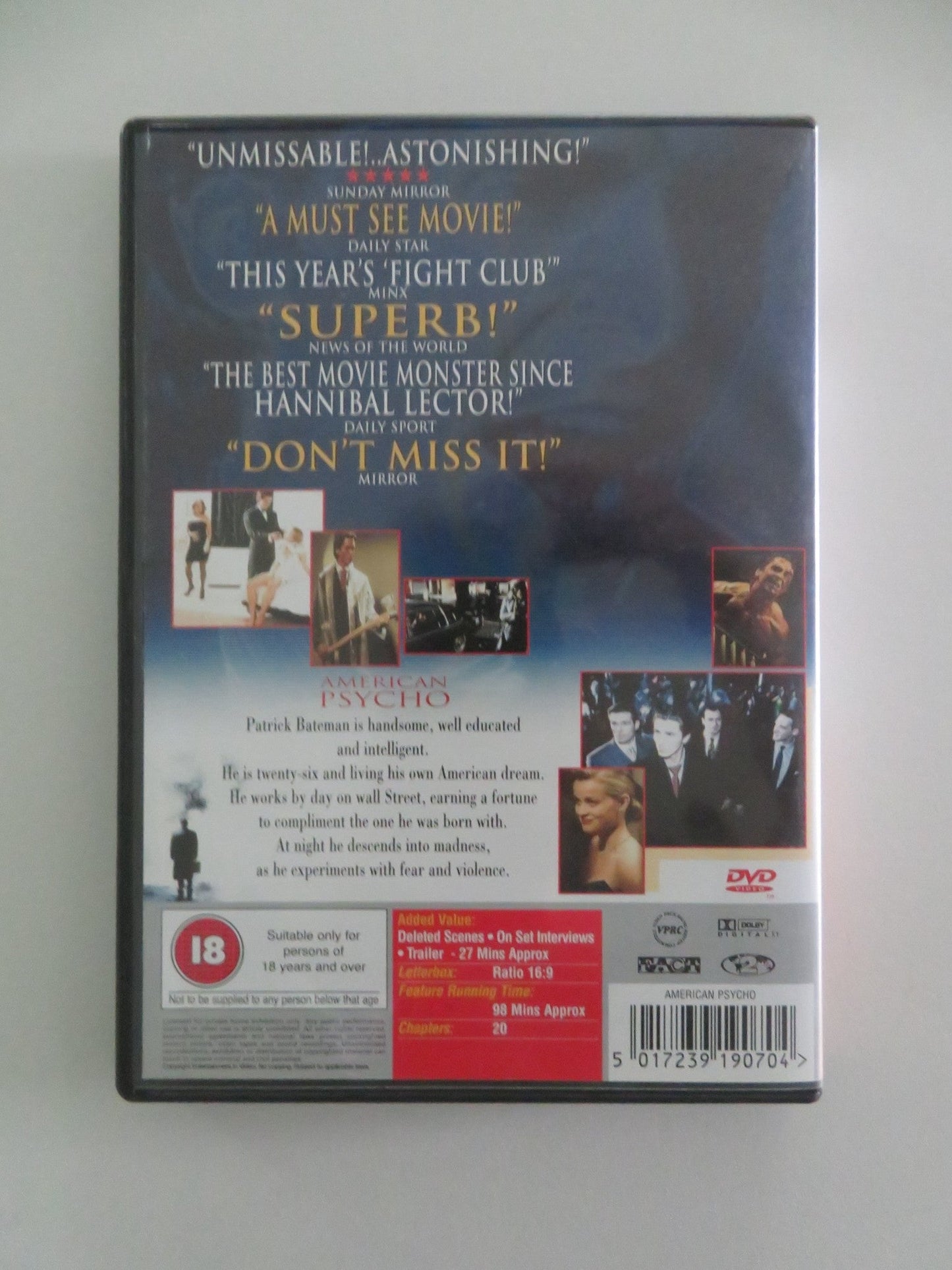AMERICAN PSYCHO (DVD) CHRISTIAN BALE REESE WITHERSPOON 2000 REGION 2 Movie posters