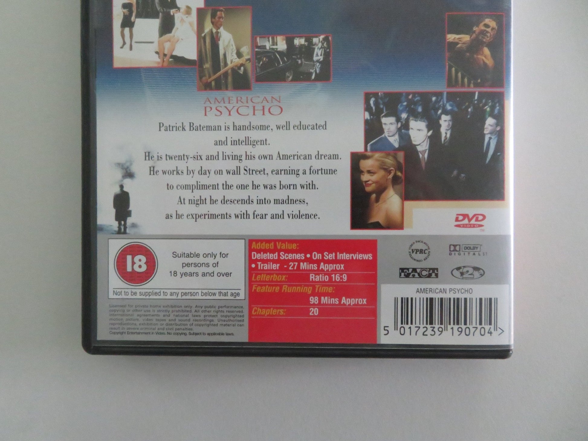 AMERICAN PSYCHO (DVD) CHRISTIAN BALE REESE WITHERSPOON 2000 REGION 2 Movie posters