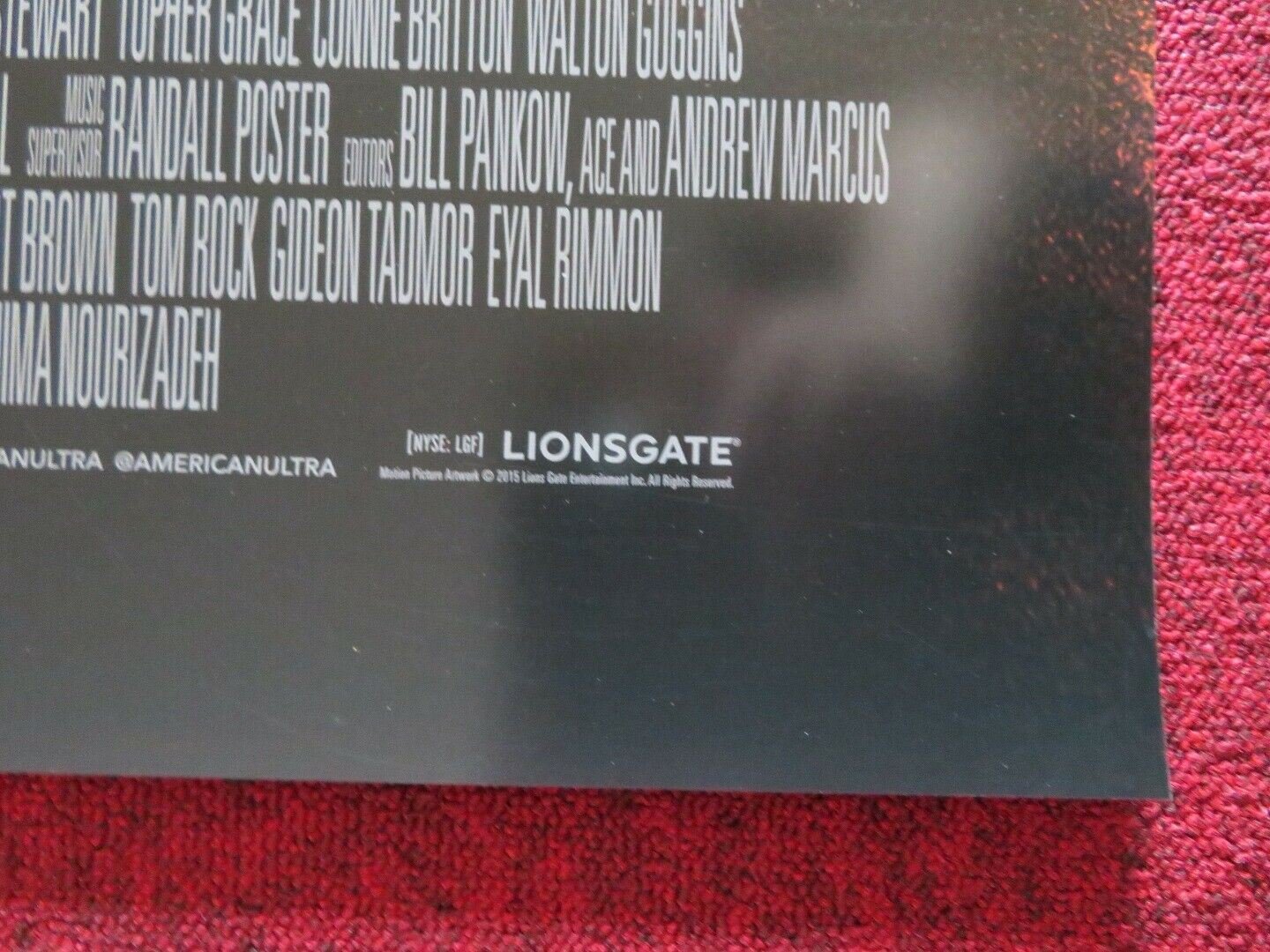 AMERICAN ULTRA US ONE SHEET ROLLED POSTER JESSE EISENBERG KRISTEN STEWART 2015 - Rendezvous Cinema